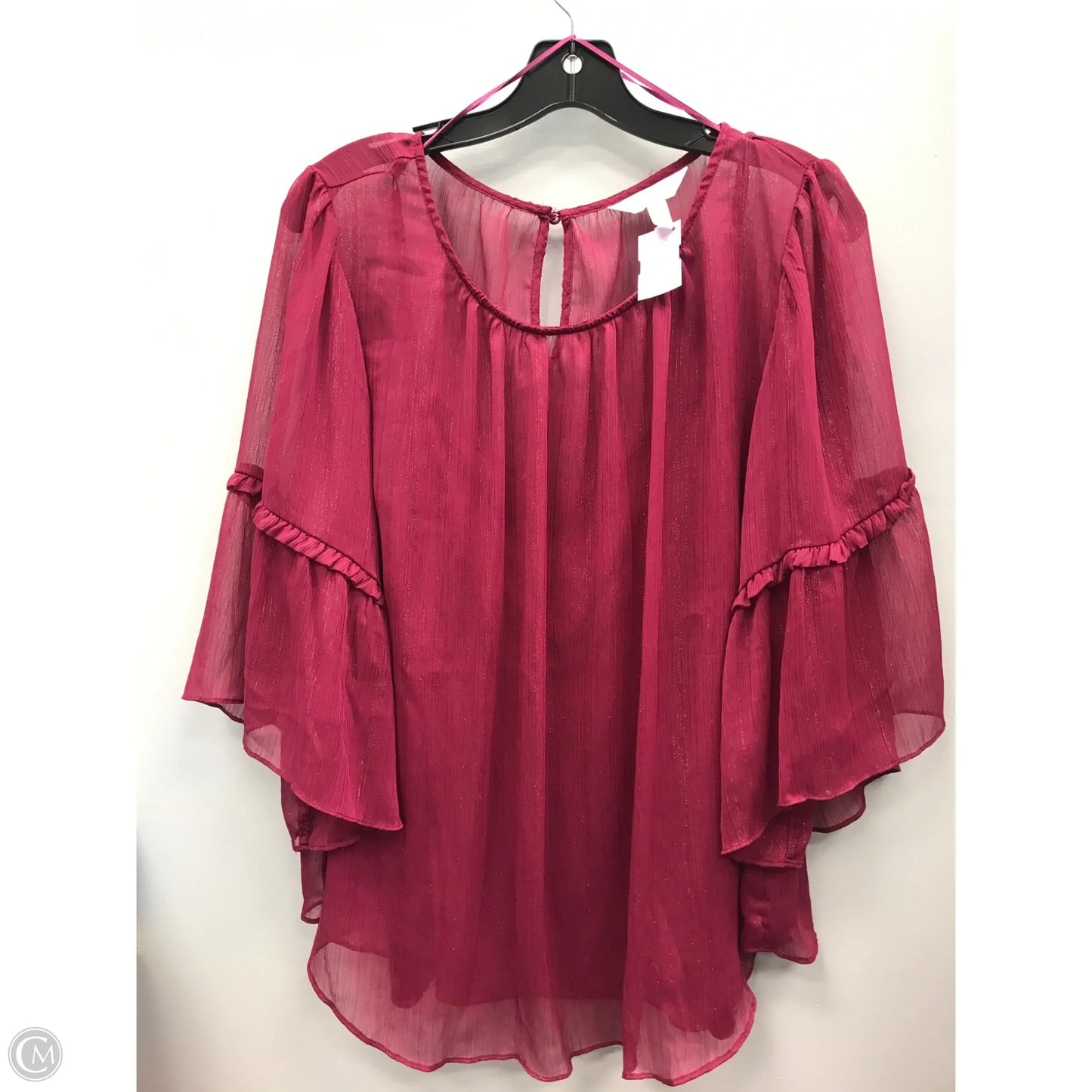 Top 3/4 Sleeve By Lc Lauren Conrad In Maroon, Size: 1x