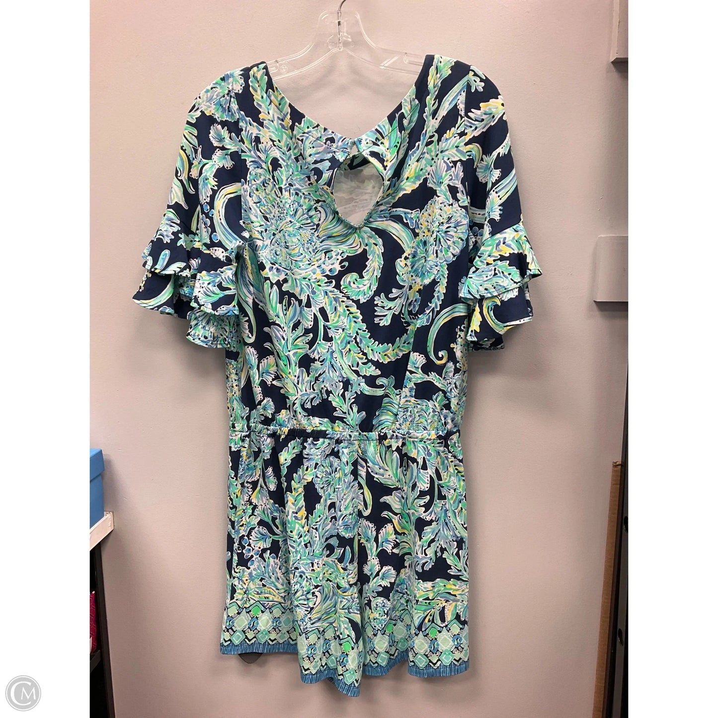 Romper Designer By Lilly Pulitzer In Blue & Green, Size: M