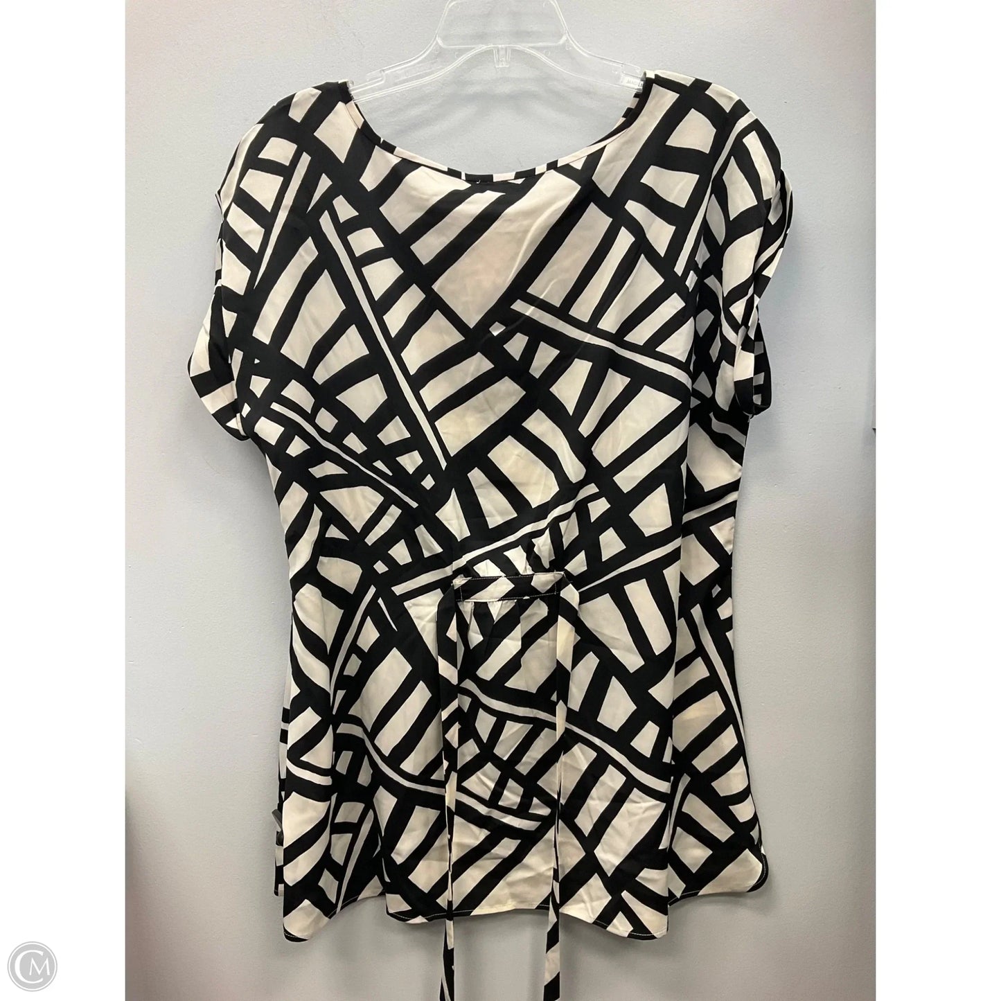 Top Short Sleeve By Ann Taylor In Black & Cream, Size: L