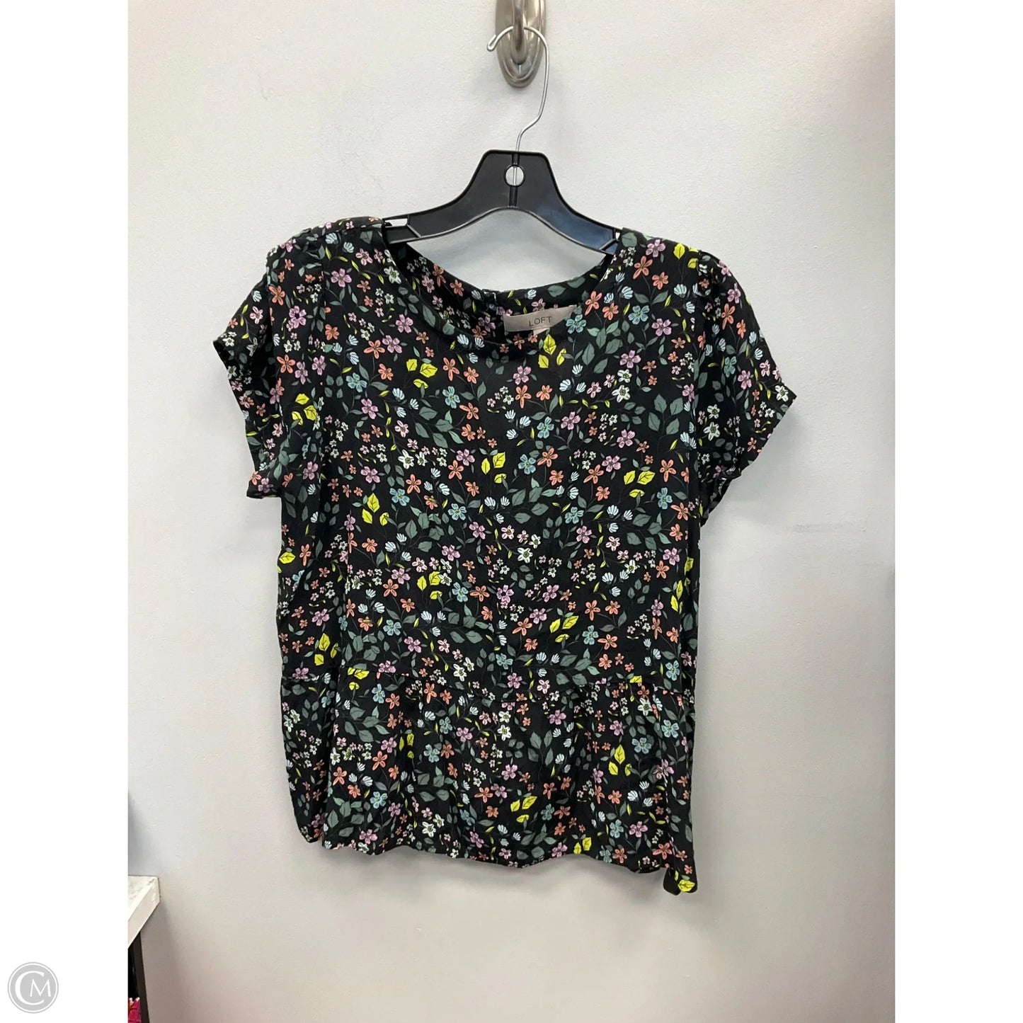 Top Short Sleeve By Loft In Floral Print, Size: Mp