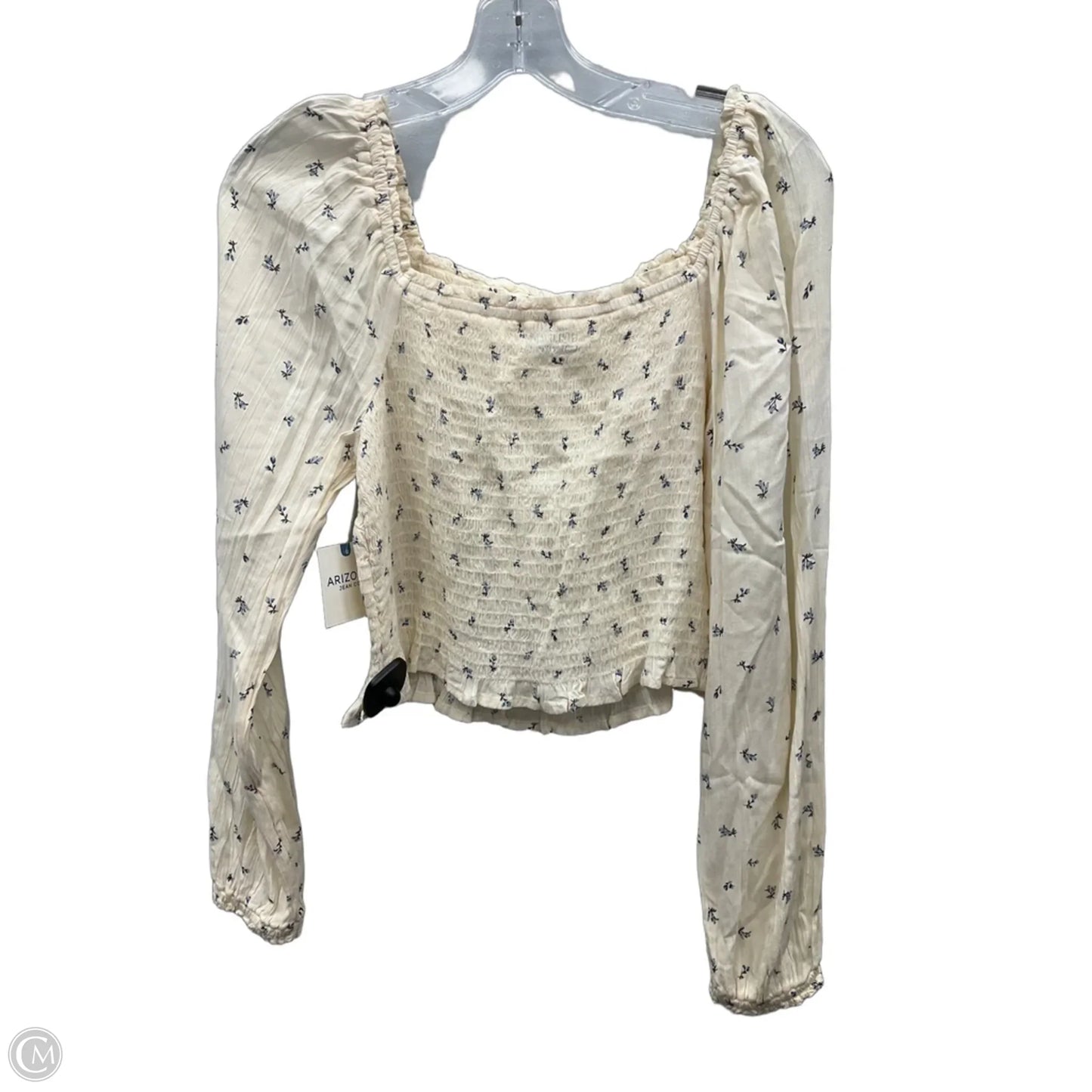 Top Long Sleeve By Arizona In Blue & Cream, Size: M