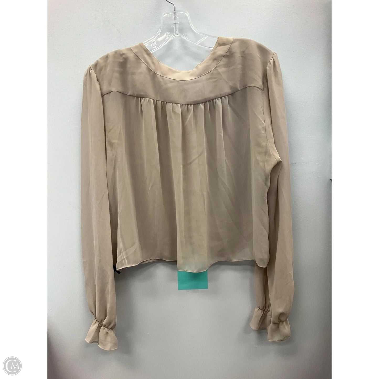 Top Long Sleeve By Guess In Taupe, Size: L