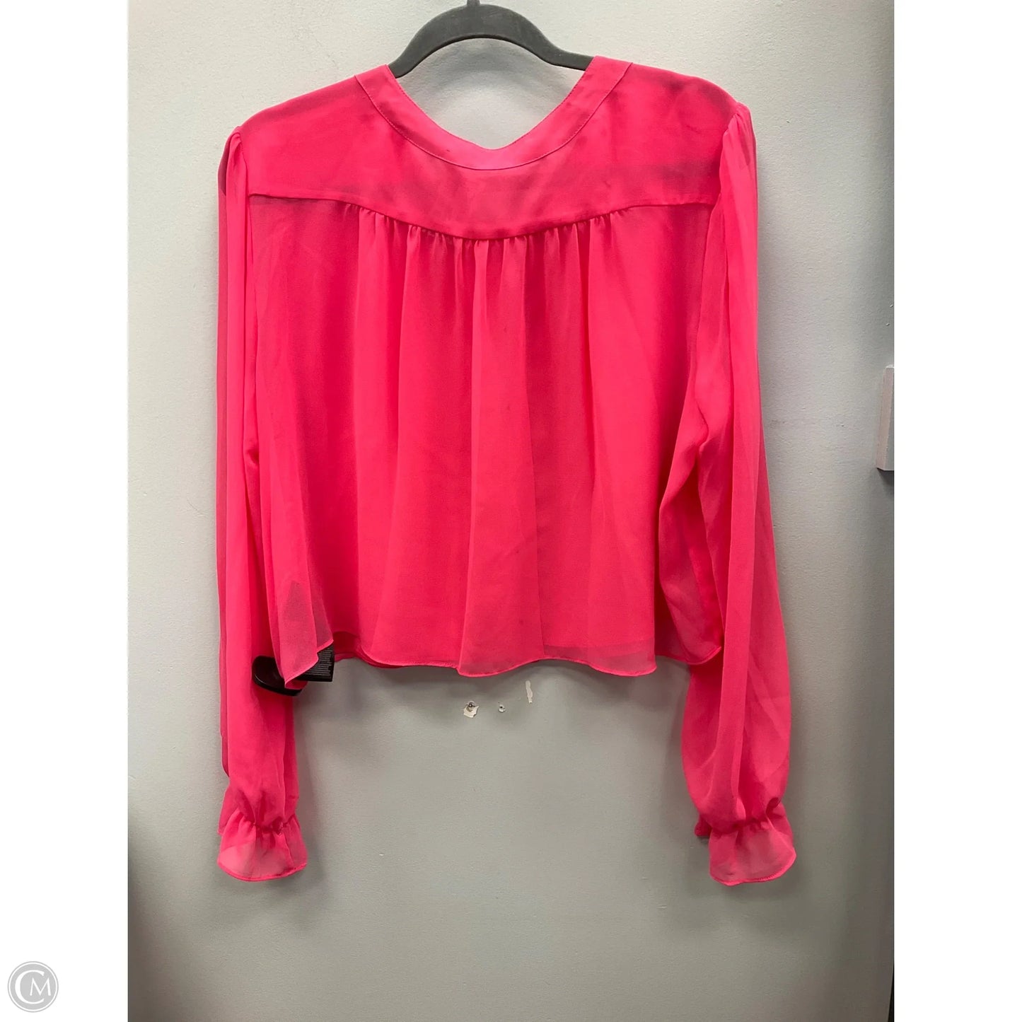 Top Long Sleeve By Guess In Pink, Size: L