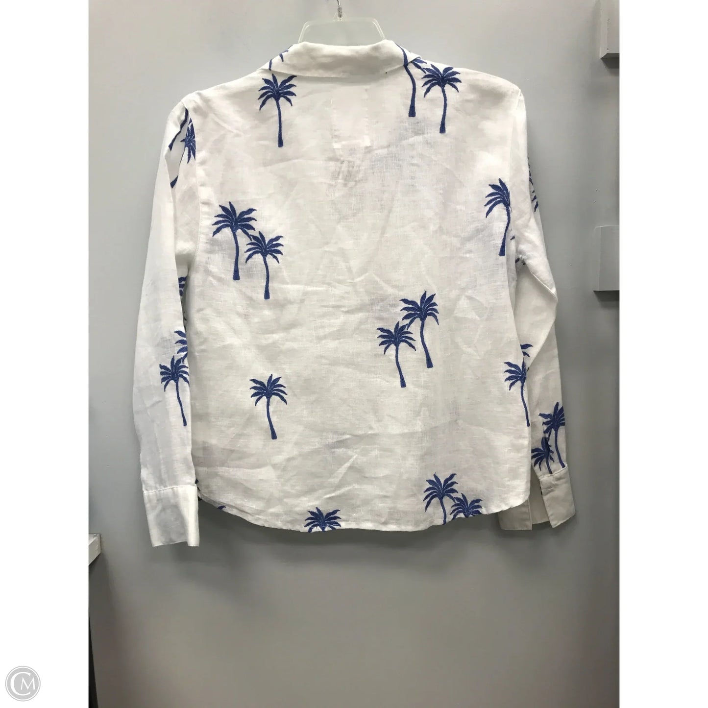 Top Long Sleeve By Calypso St Barth In Blue & White, Size: M