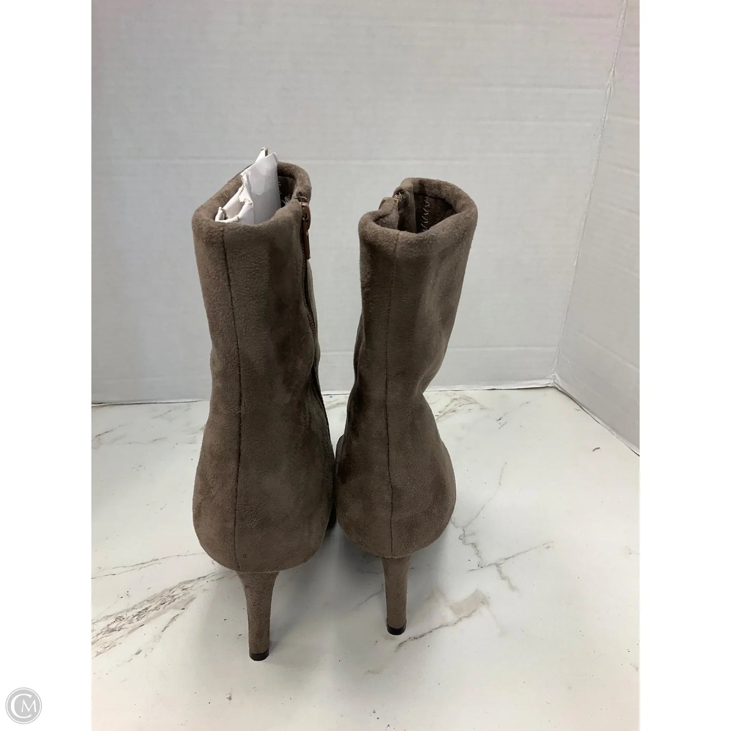 Boots Ankle Heels By Clothes Mentor In Taupe, Size: 8