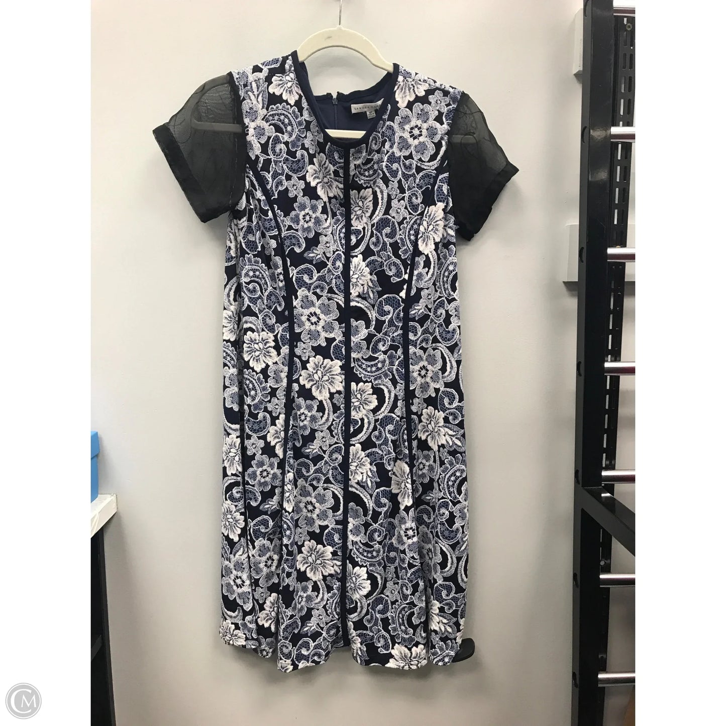 Dress Casual Short By Sandra Darren In Blue & White, Size: 10p