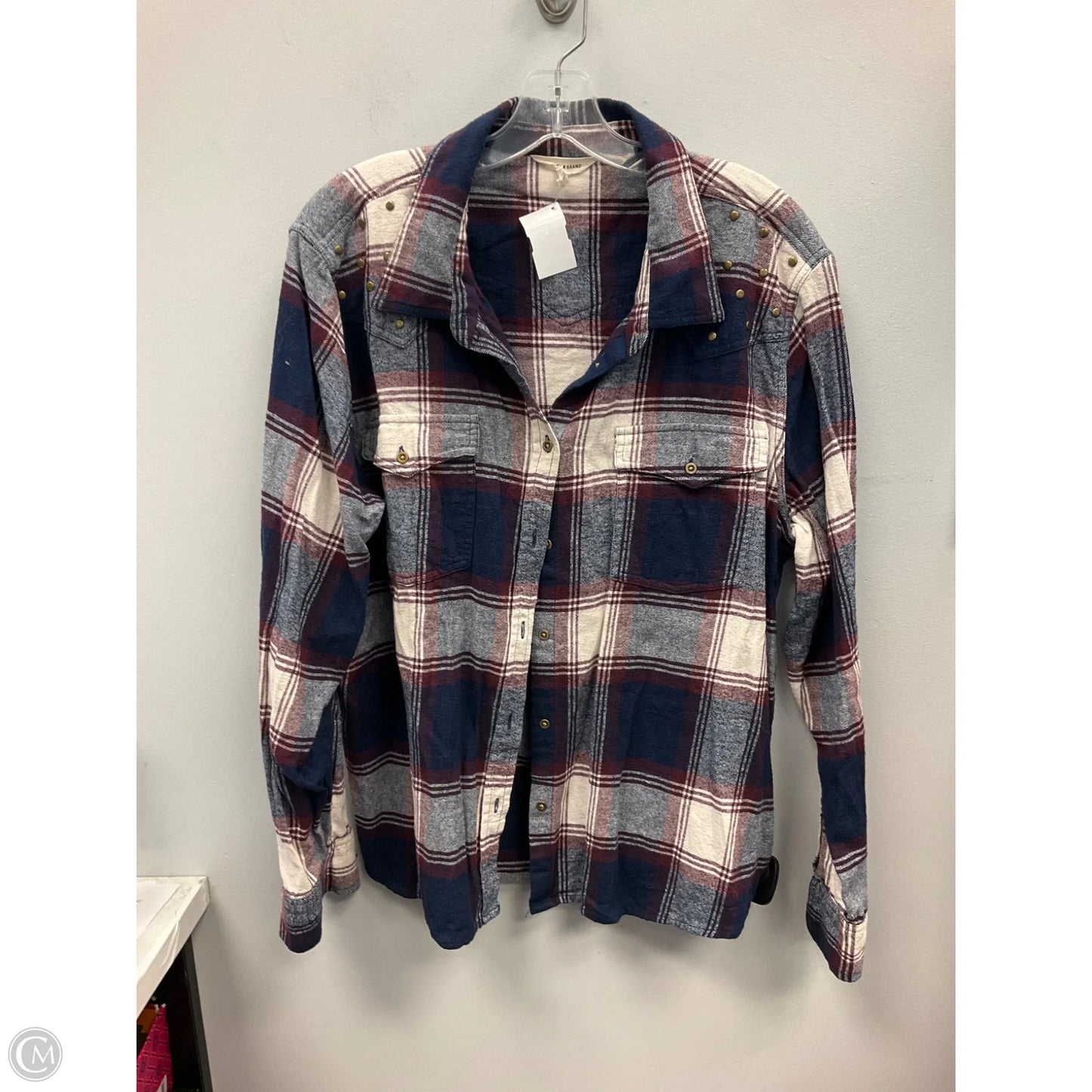 Top Long Sleeve By Lucky Brand In Plaid Pattern, Size: Xl