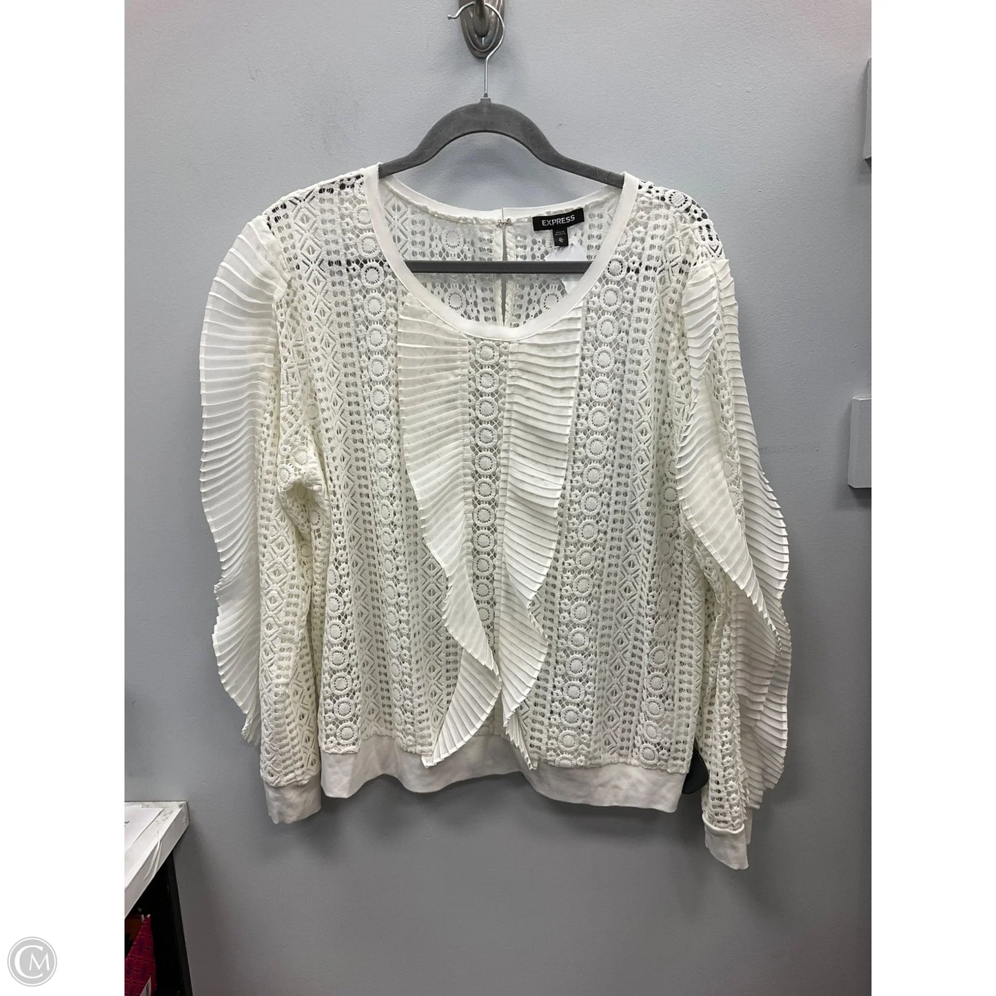 Top Long Sleeve By Express In Cream, Size: Xl