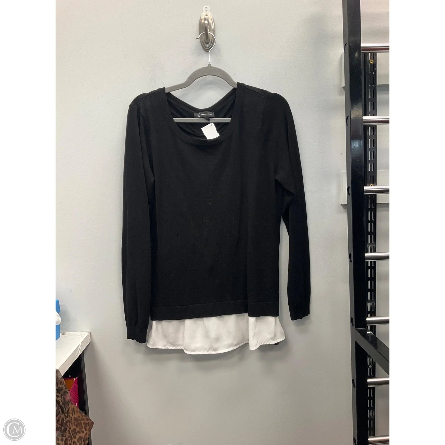 Top Long Sleeve By Inc In Black & White, Size: L
