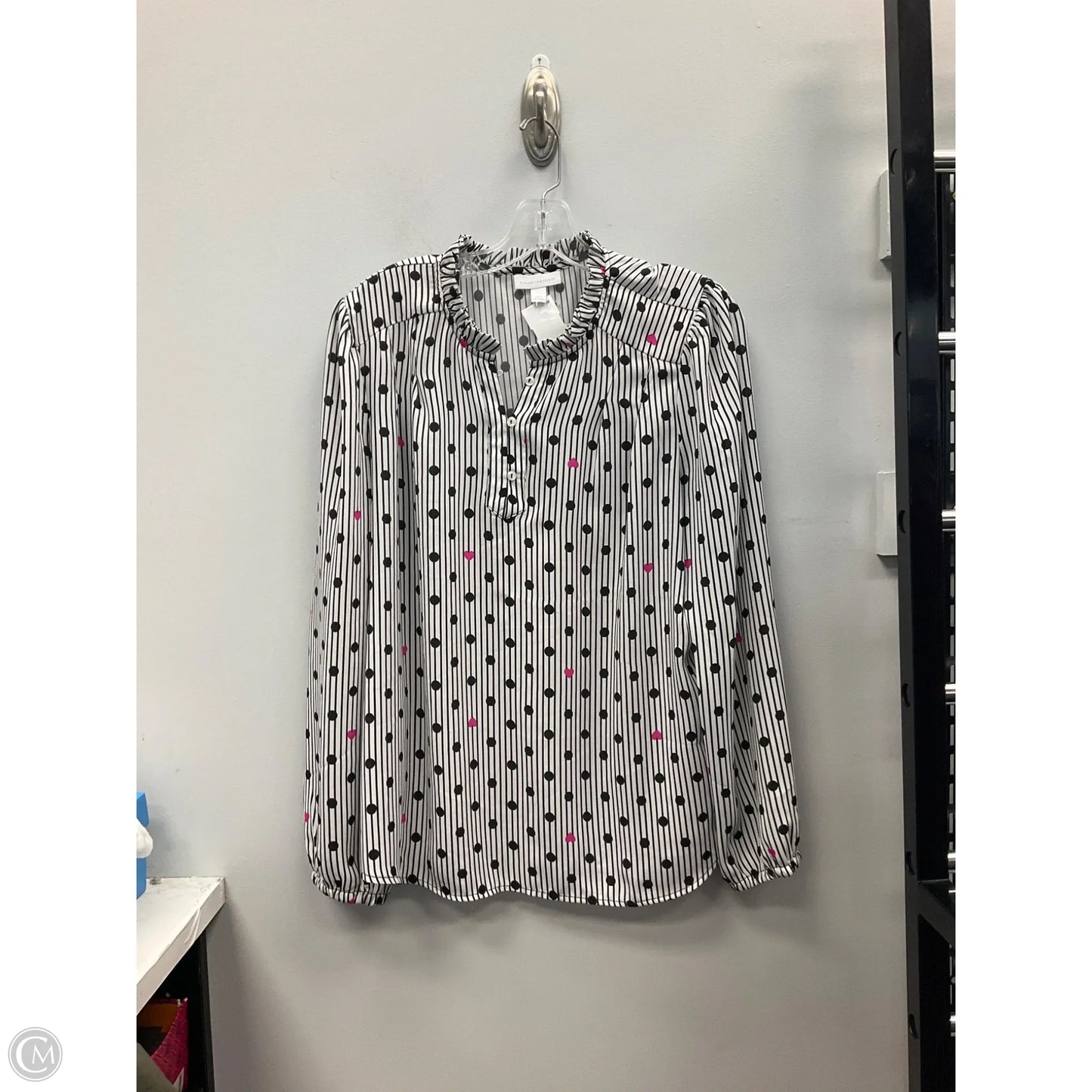 Top Long Sleeve By Charter Club In Striped Pattern, Size: L