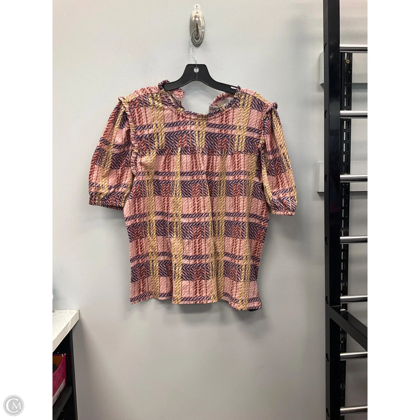 Top Short Sleeve By Loft In Pink & Yellow, Size: Xl