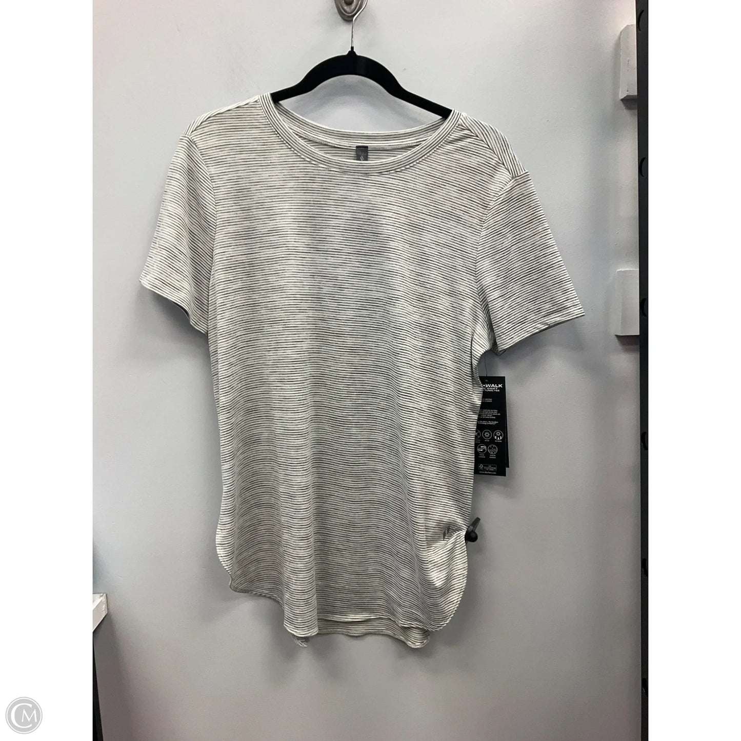Top Short Sleeve By Skechers In Striped Pattern, Size: M