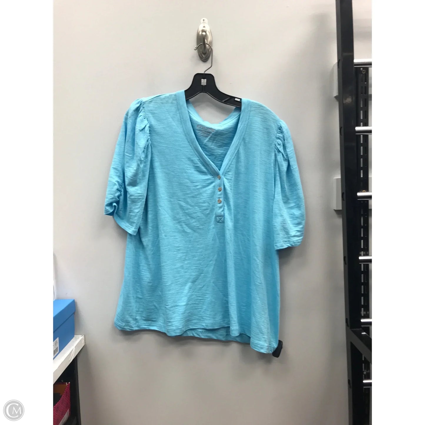 Top Short Sleeve By Chicos In Aqua, Size: Xl