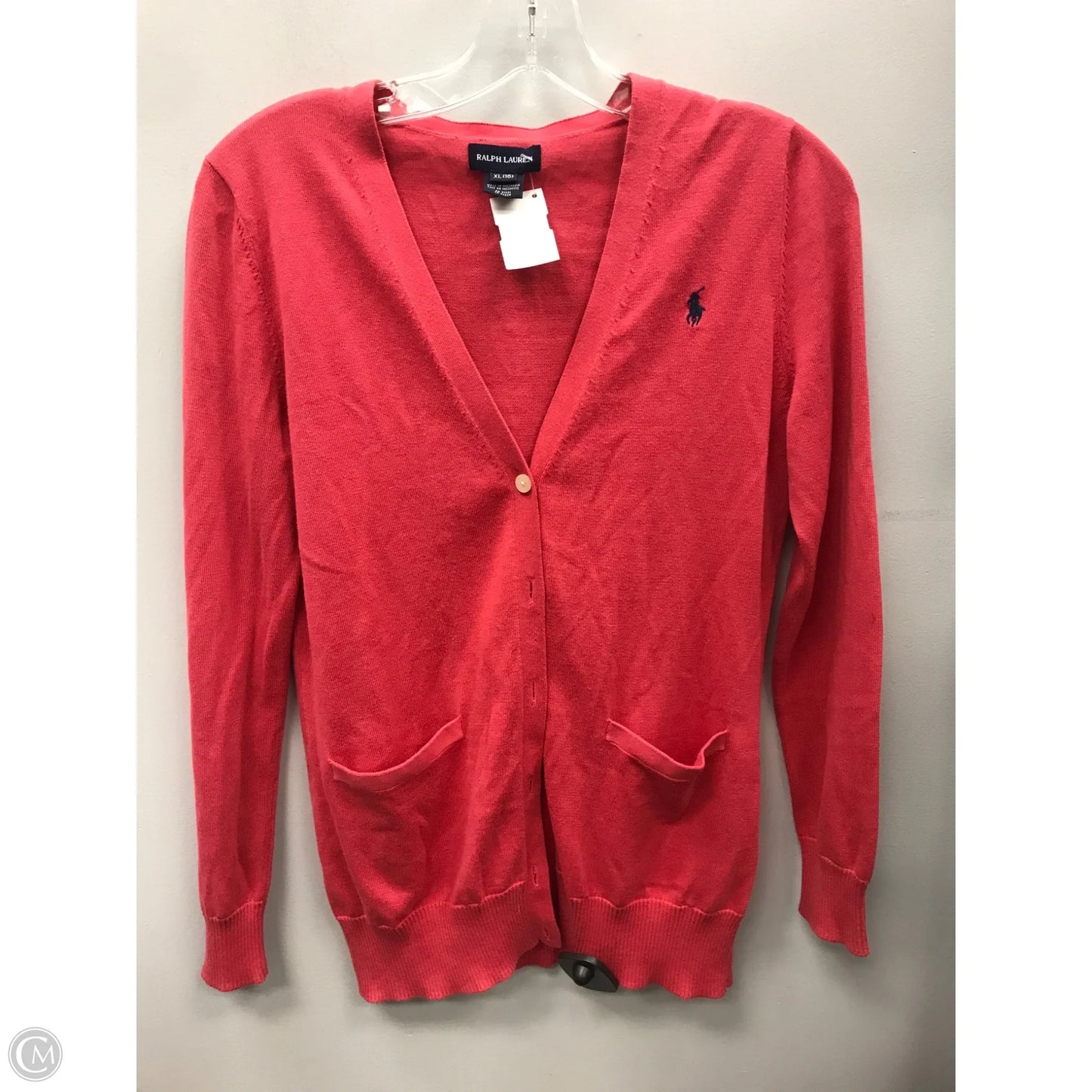 Sweater Cardigan By Ralph Lauren In Pink, Size: Xl