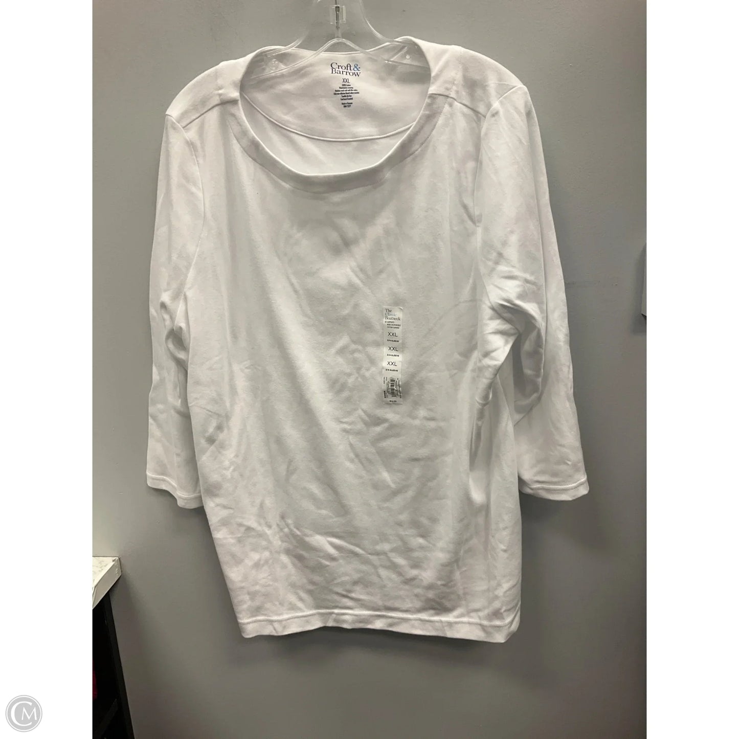 Top 3/4 Sleeve By Croft And Barrow In White, Size: Xxl