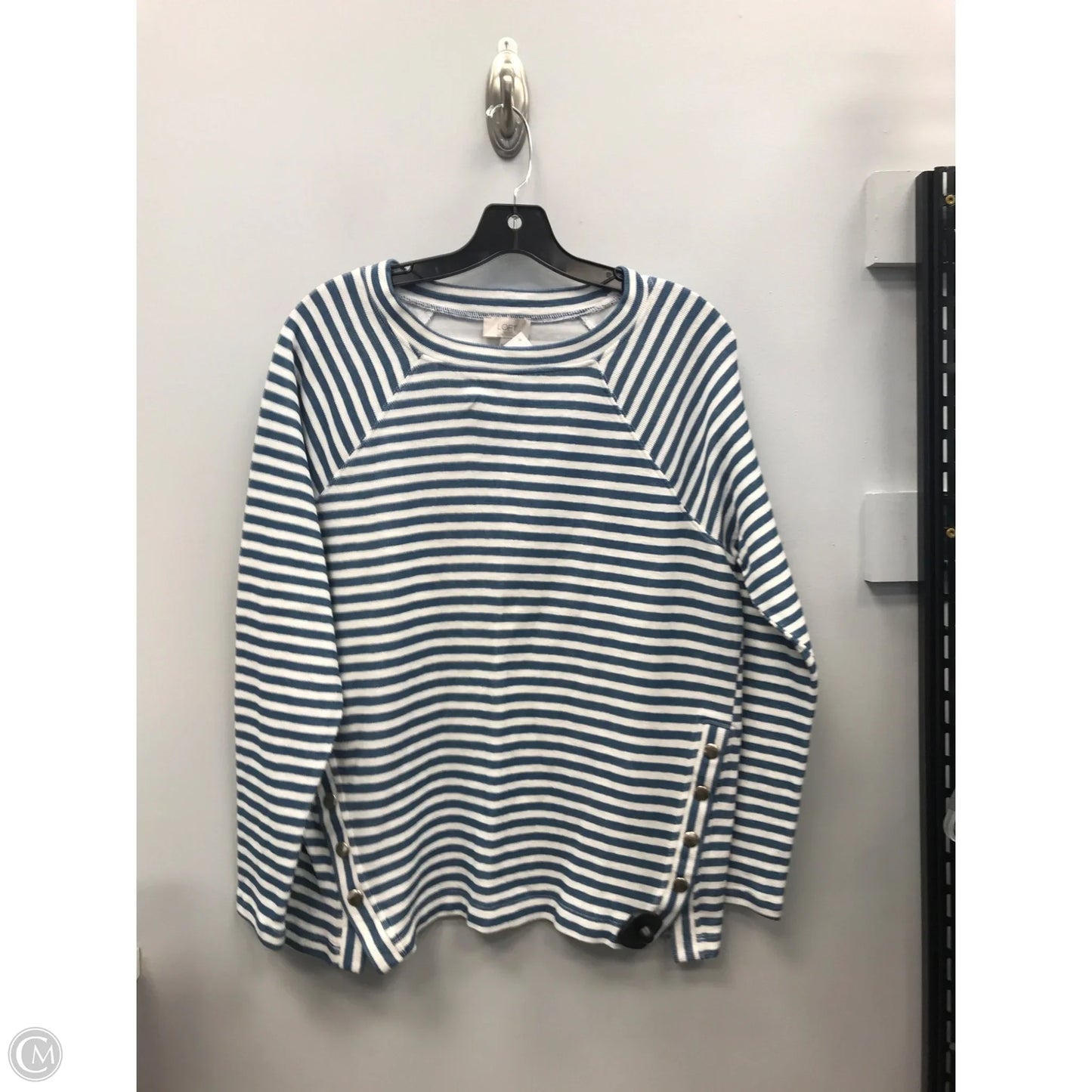Top Long Sleeve By Loft In Striped Pattern, Size: M