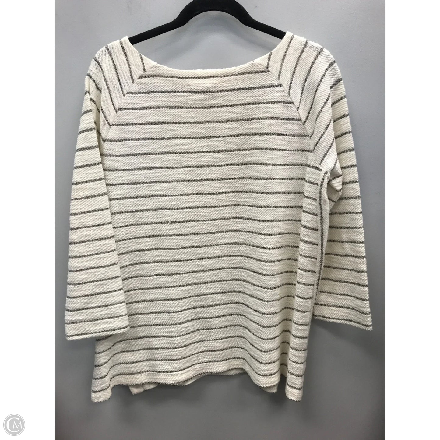 Top 3/4 Sleeve By Loft In Cream & Grey, Size: M