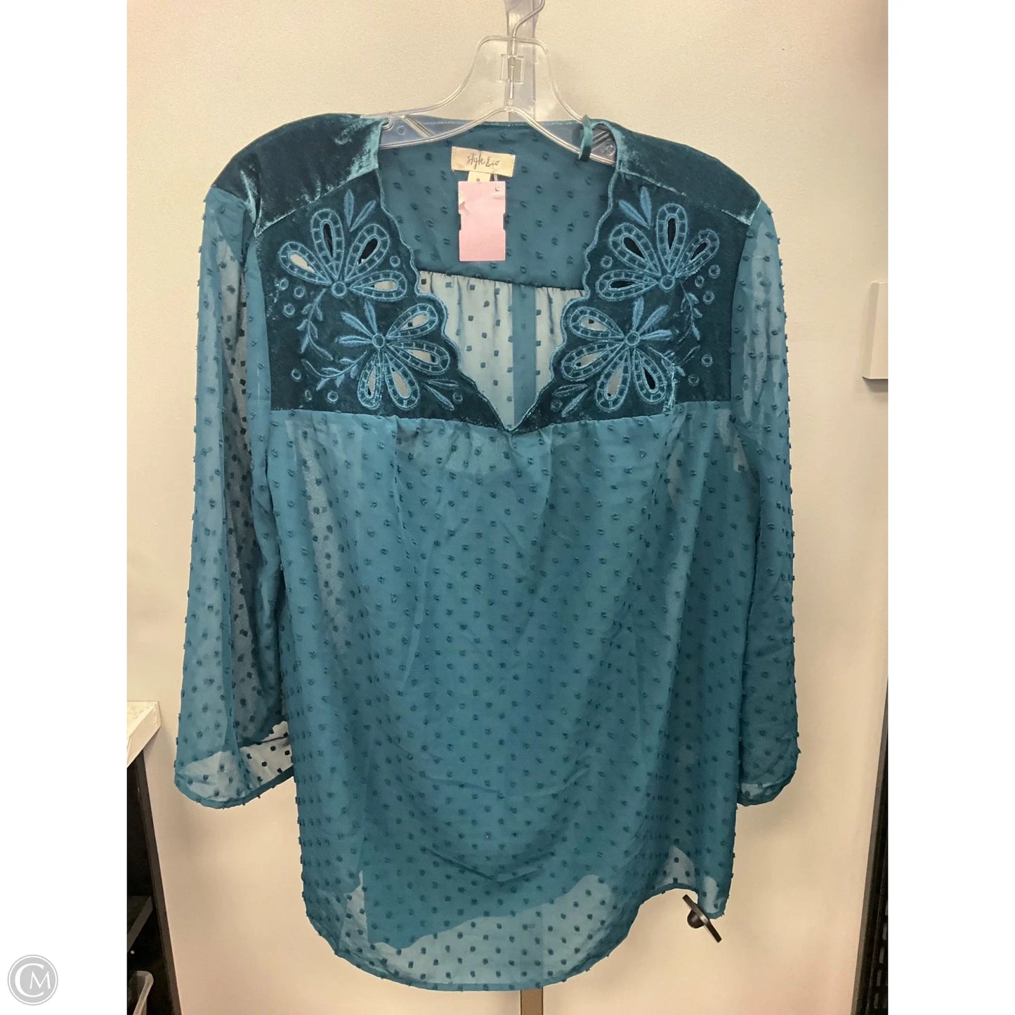 Top Long Sleeve By Style And Company In Teal, Size: M