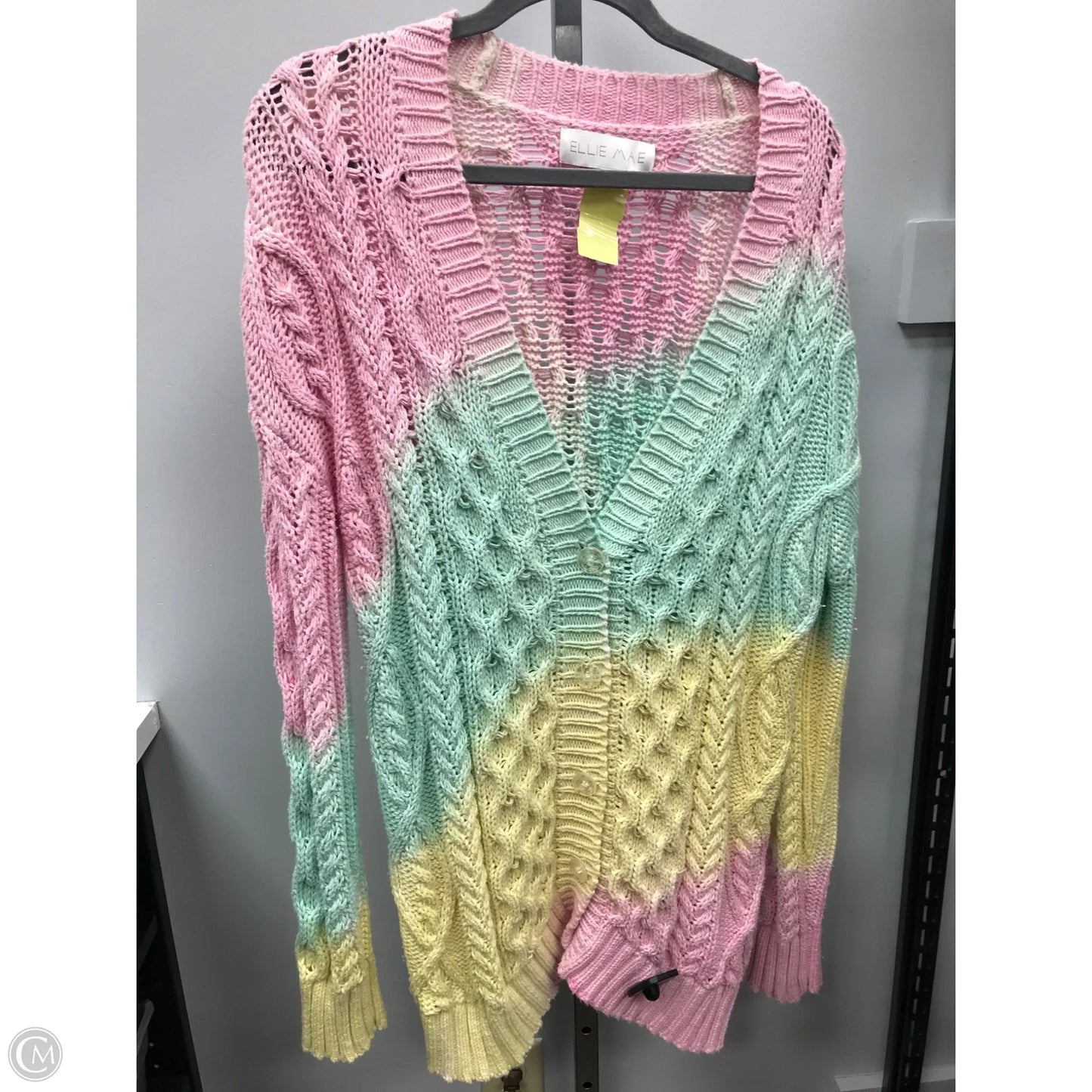 Sweater Cardigan By Clothes Mentor In Rainbow Print, Size: S