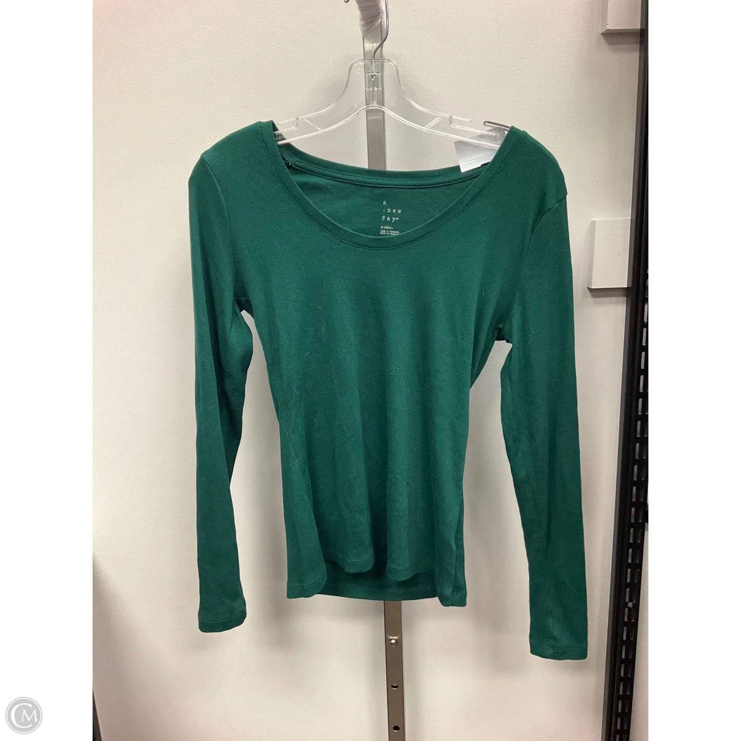 Top Long Sleeve Basic By A New Day In Green, Size: Xs