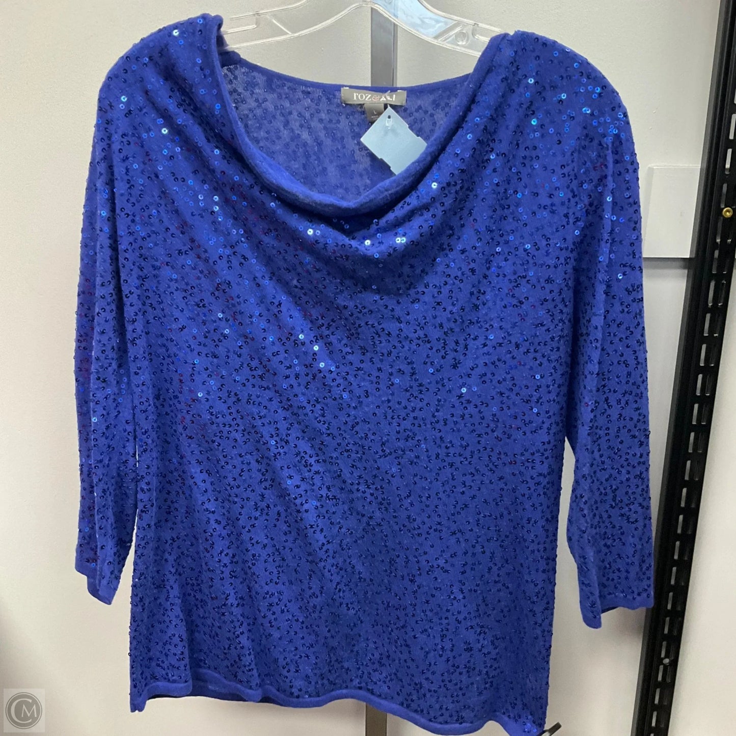 Top Long Sleeve By Roz And Ali In Blue, Size: L