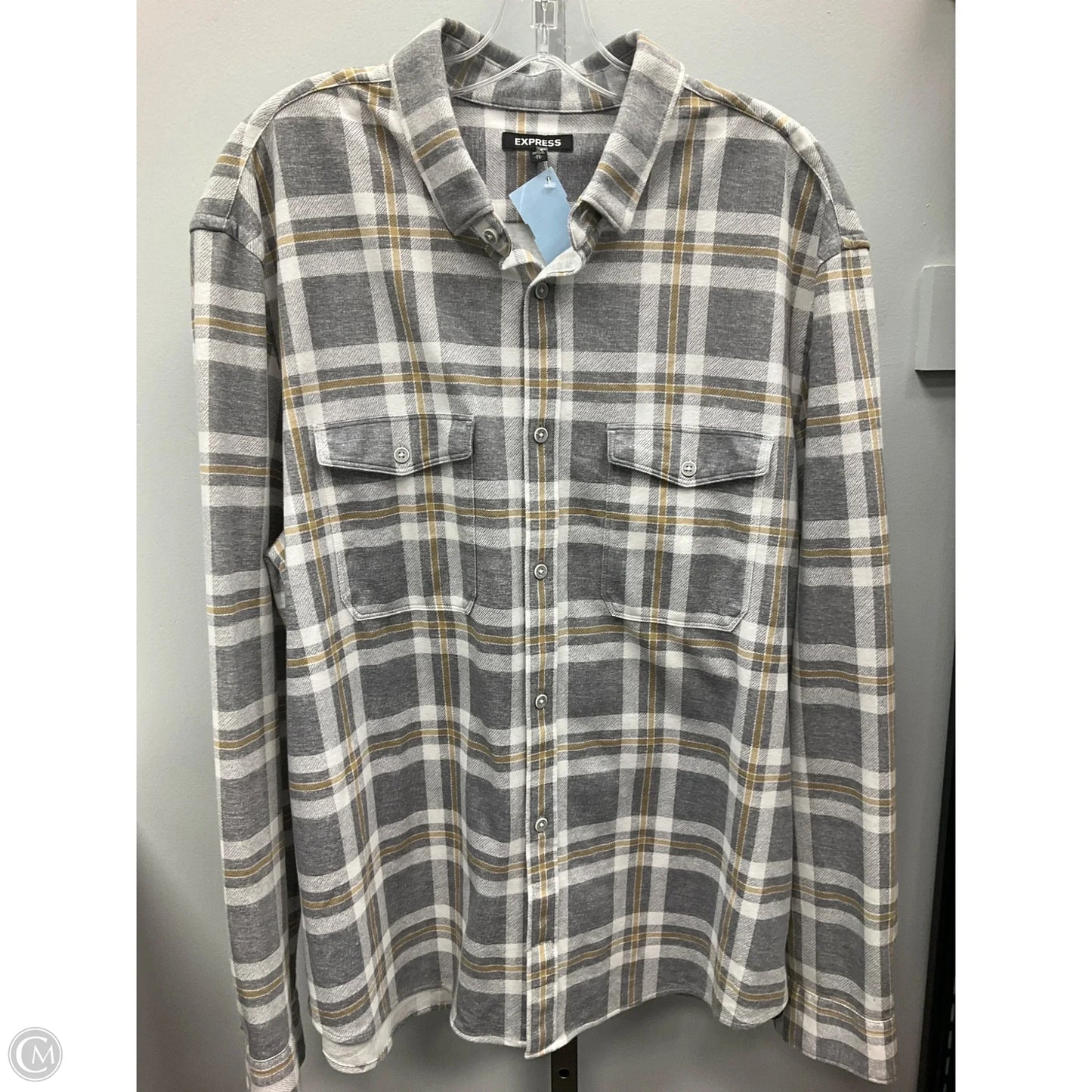 Top Long Sleeve By Express In Plaid Pattern, Size: Xl