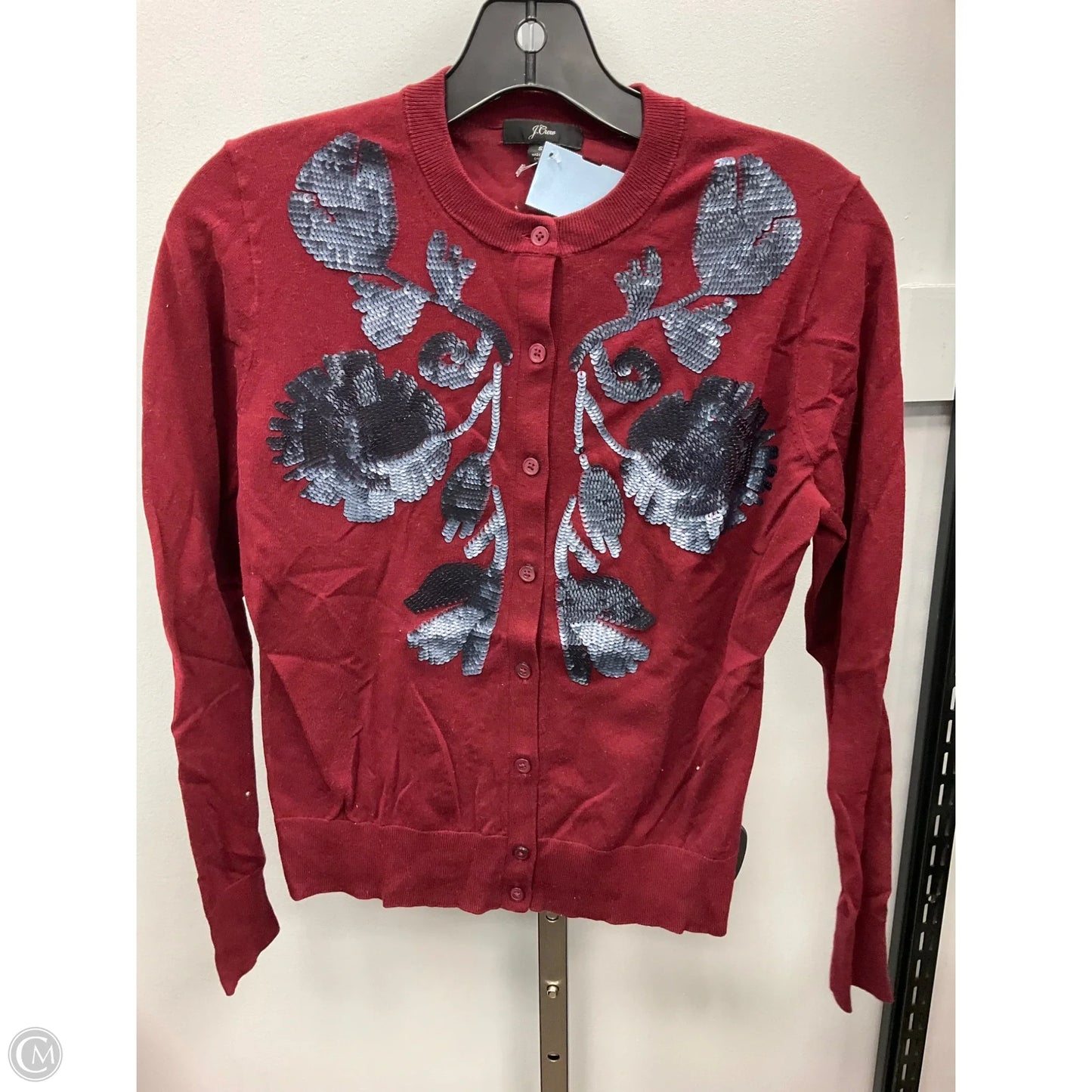 Sweater Cardigan By J. Crew In Blue & Red, Size: S