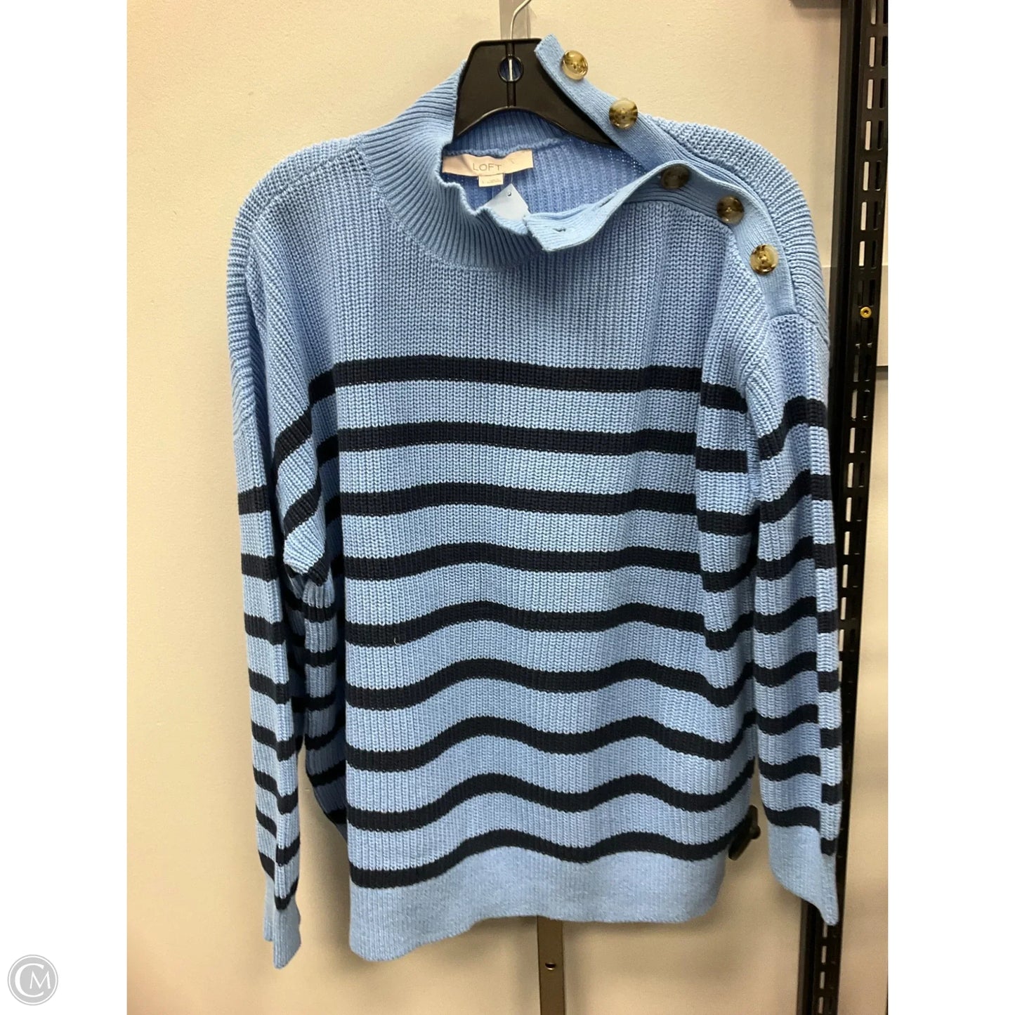 Sweater By Loft In Striped Pattern, Size: L