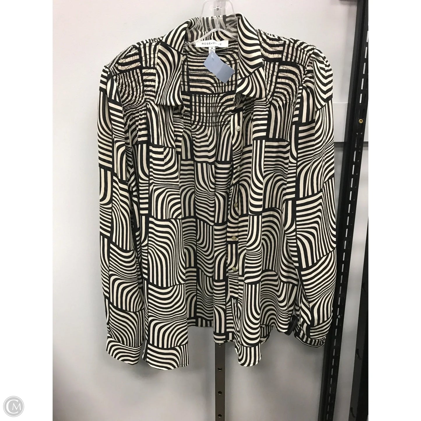 Top Long Sleeve By Rose And Olive In Black & Cream, Size: M