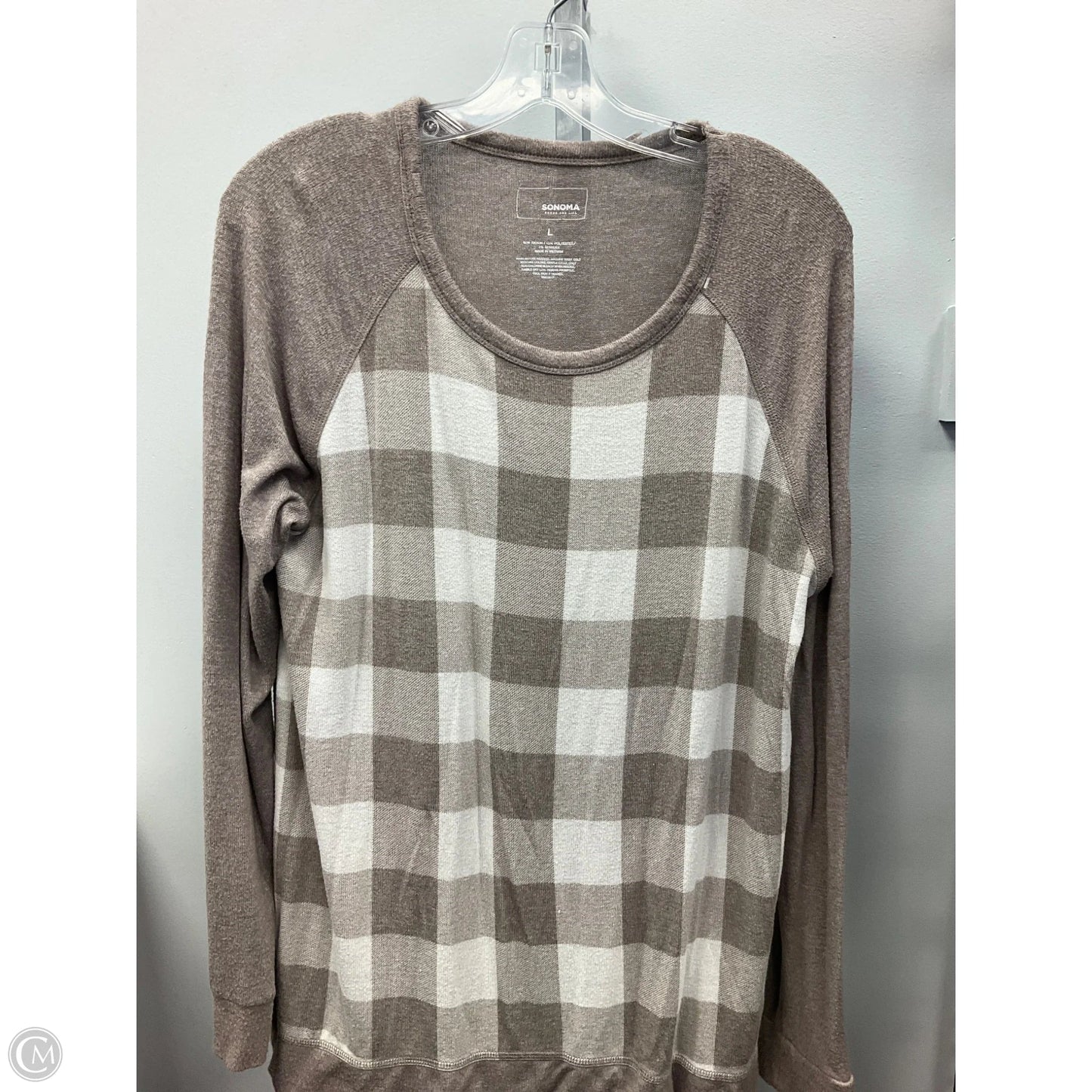Top Long Sleeve By Sonoma In Checkered Pattern, Size: L