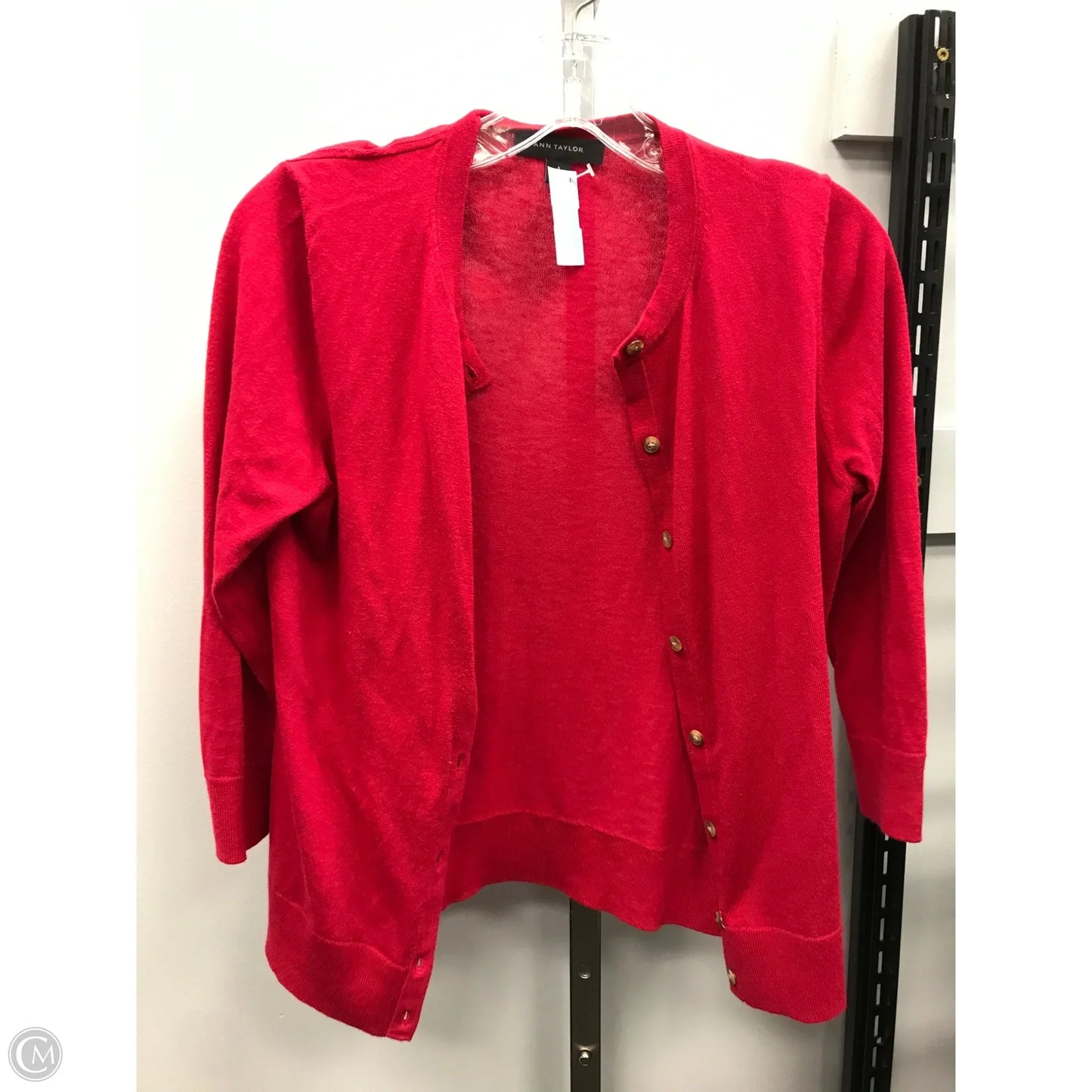 Sweater Cardigan By Ann Taylor In Red, Size: S