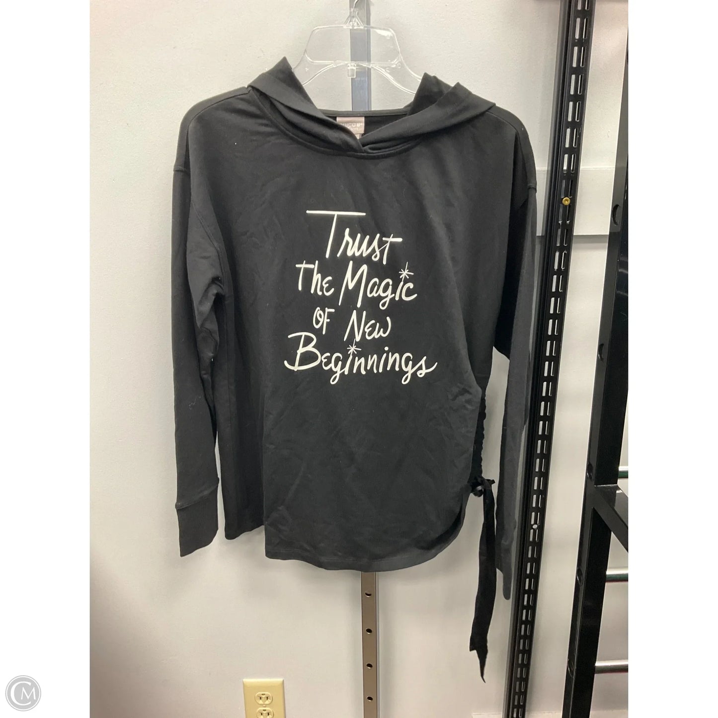 Sweatshirt Hoodie By Chicos In Black, Size: M