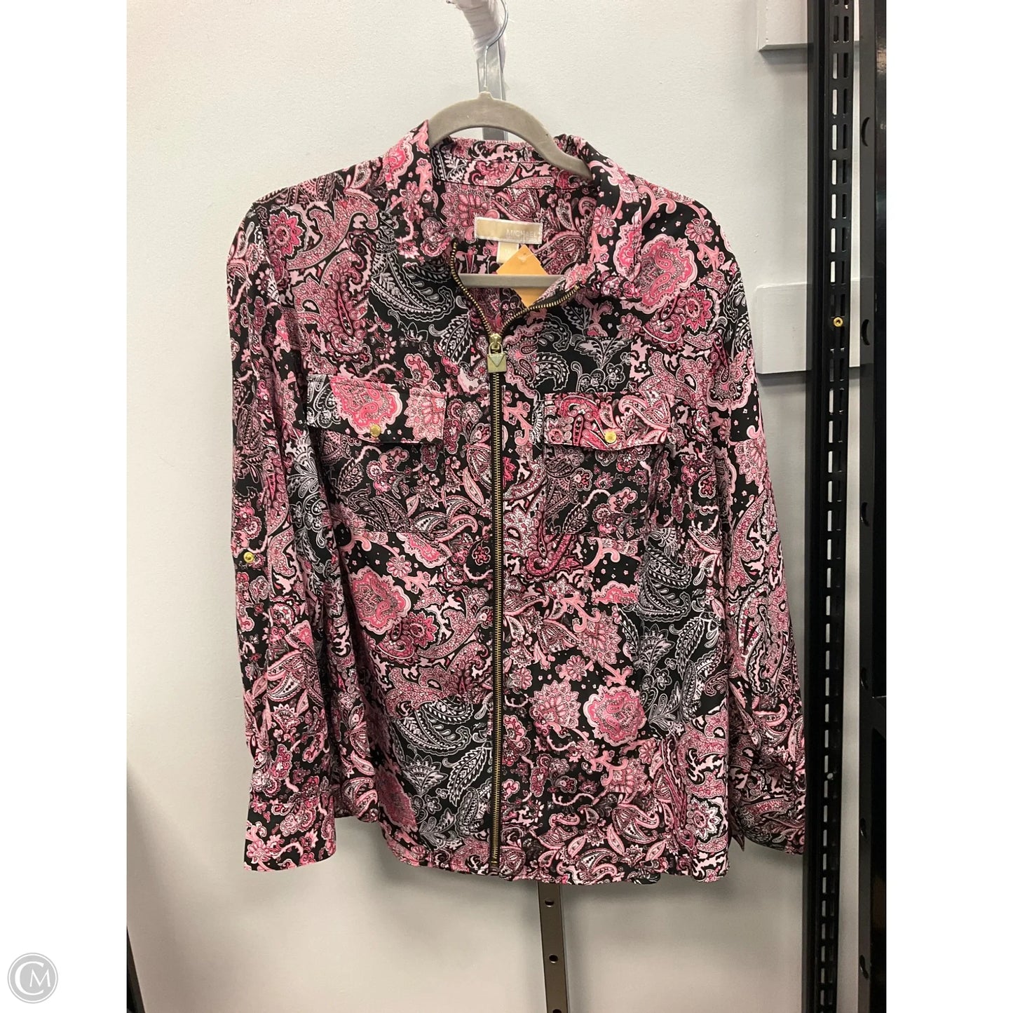 Top Long Sleeve By Michael By Michael Kors In Black & Pink, Size: 1x