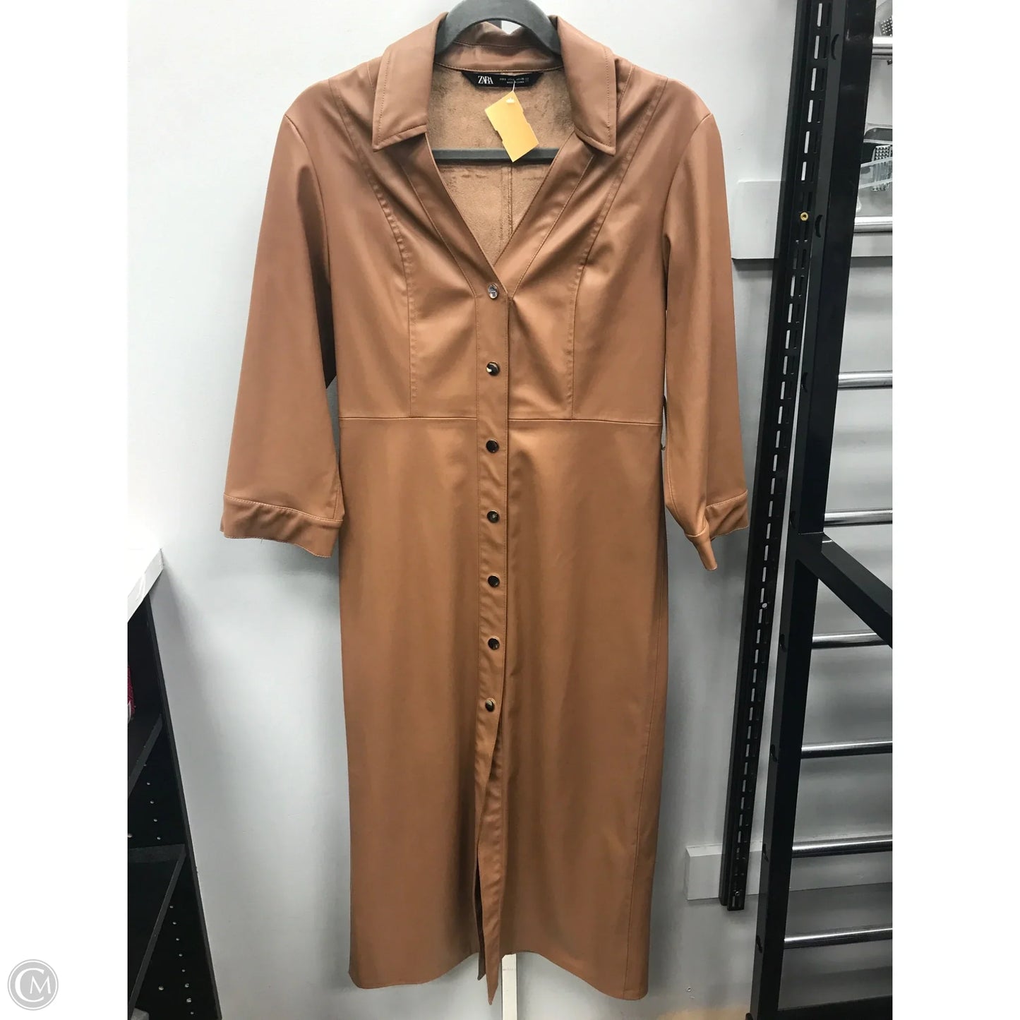 Dress Casual Midi By Zara In Tan, Size: S