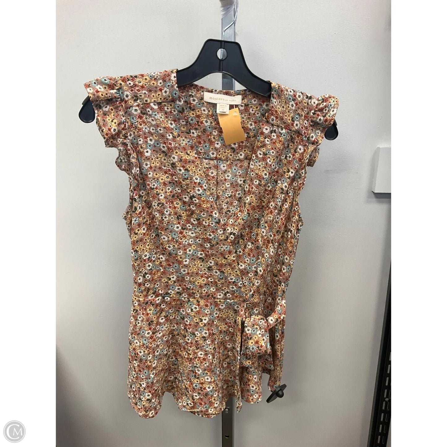 Top Sleeveless By Monteau In Floral Print, Size: M