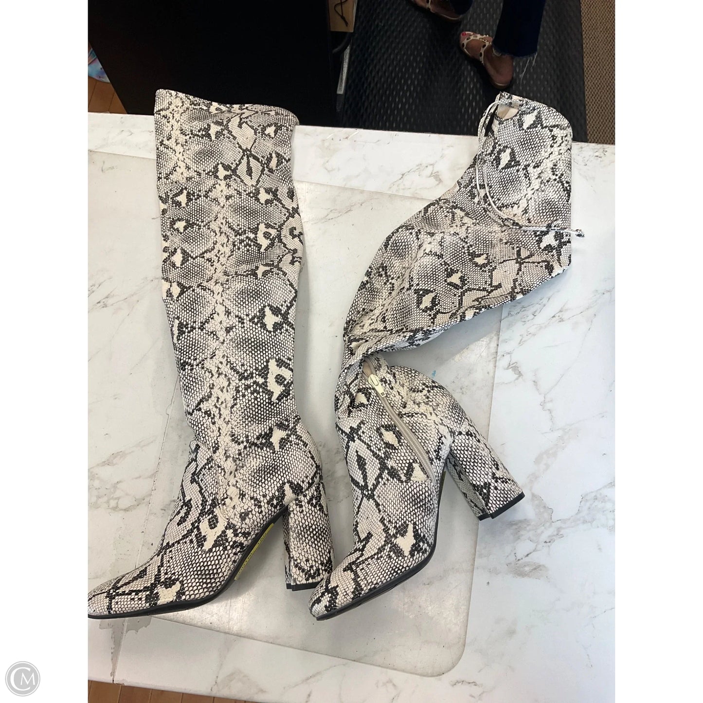 Boots Knee Heels By Unisa In Snakeskin Print, Size: 6.5