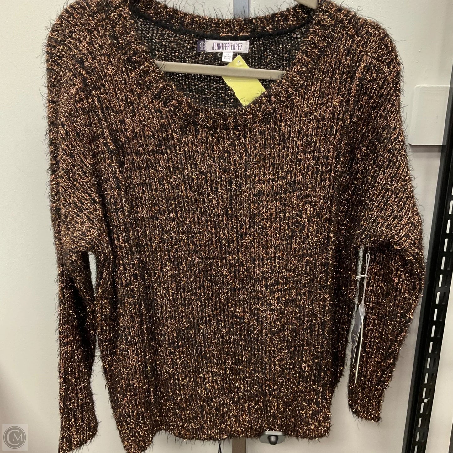 Sweater By Jennifer Lopez In Black & Gold, Size: M