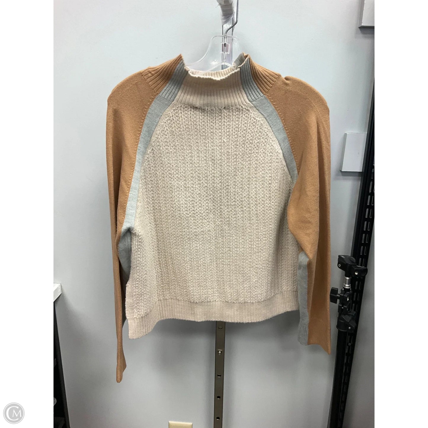 Sweater By French Connection In Blue & Tan, Size: L