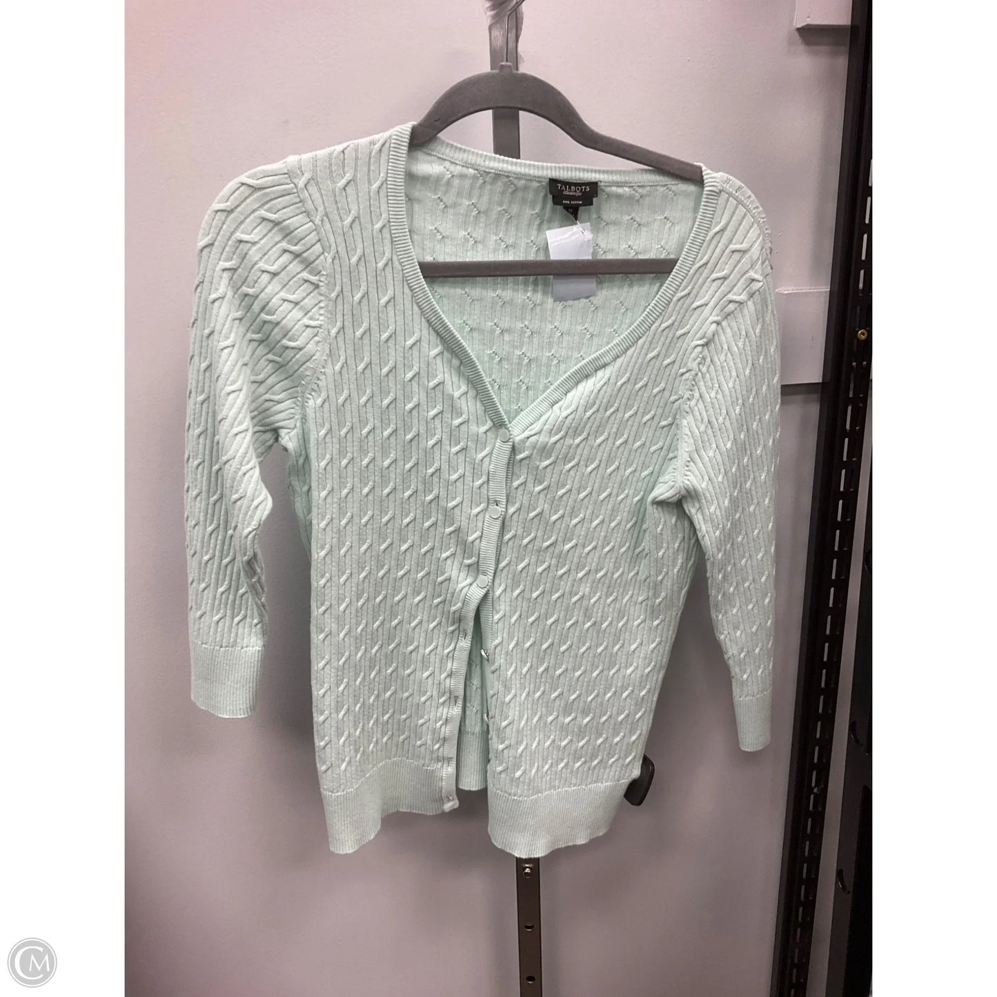 Sweater Cardigan By Talbots In Teal, Size: M