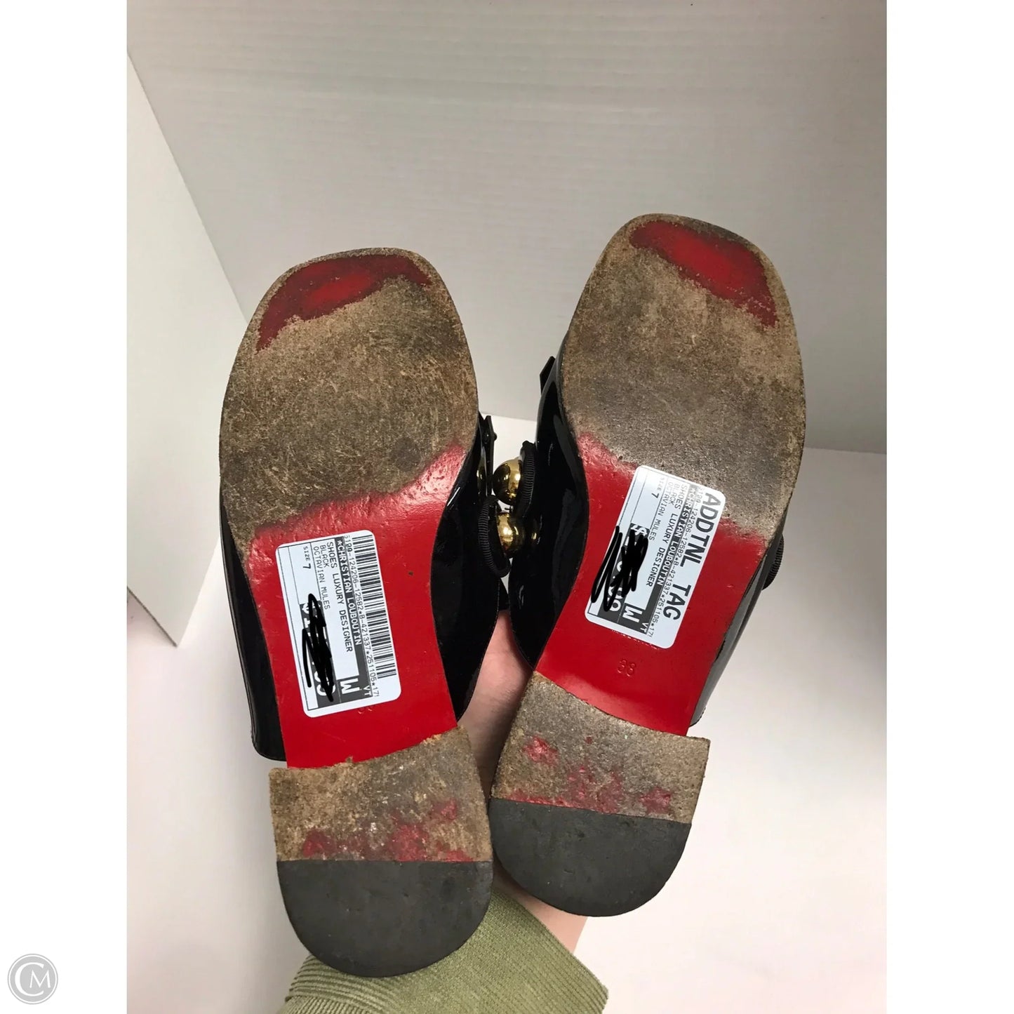 Shoes Luxury Designer By Christian Louboutin In Black, Size: 7