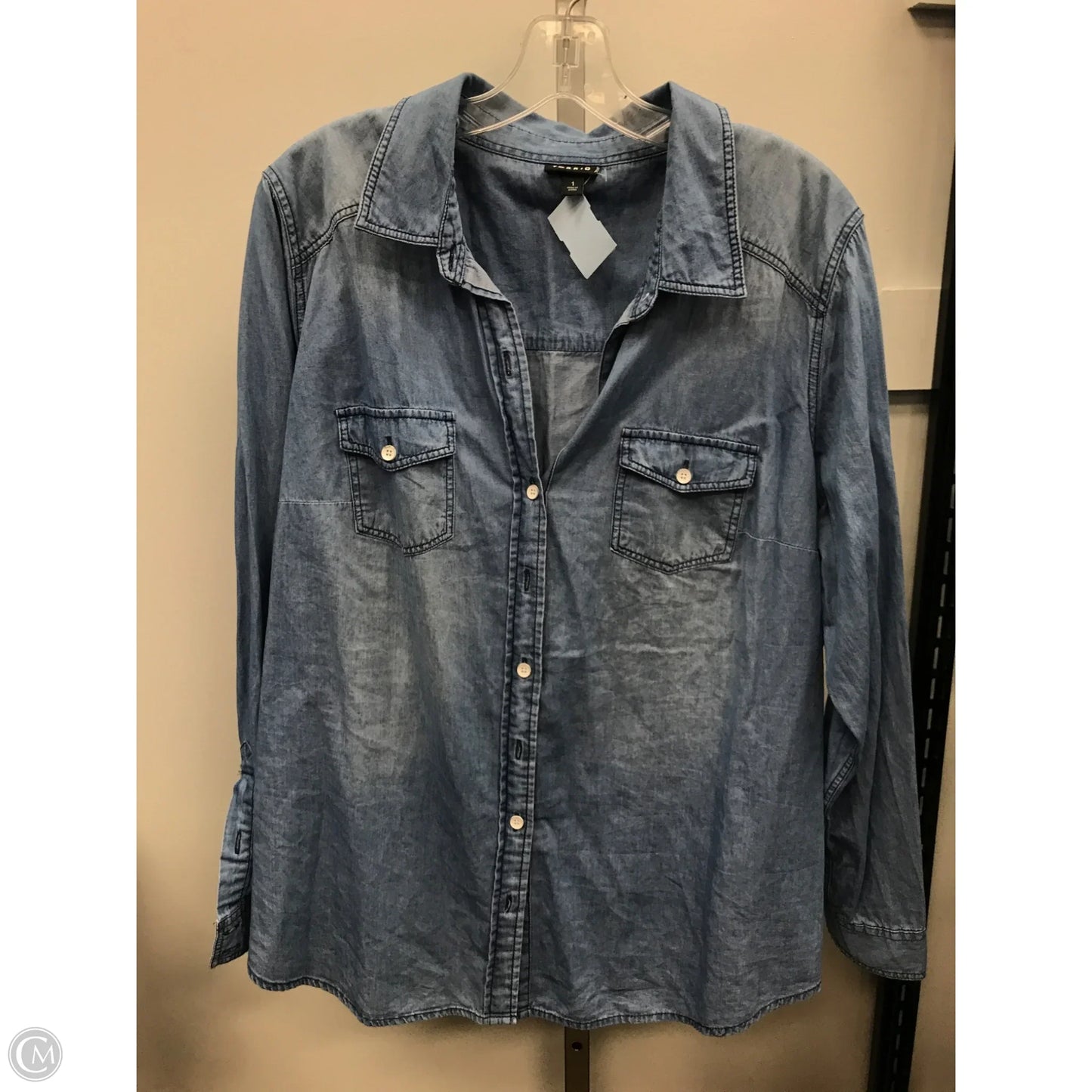 Top Long Sleeve By Torrid In Blue Denim, Size: 1x