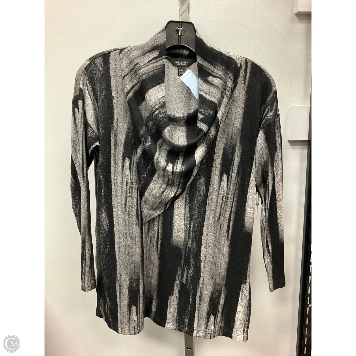 Top Long Sleeve By Simply Vera In Black & Grey, Size: Xsp