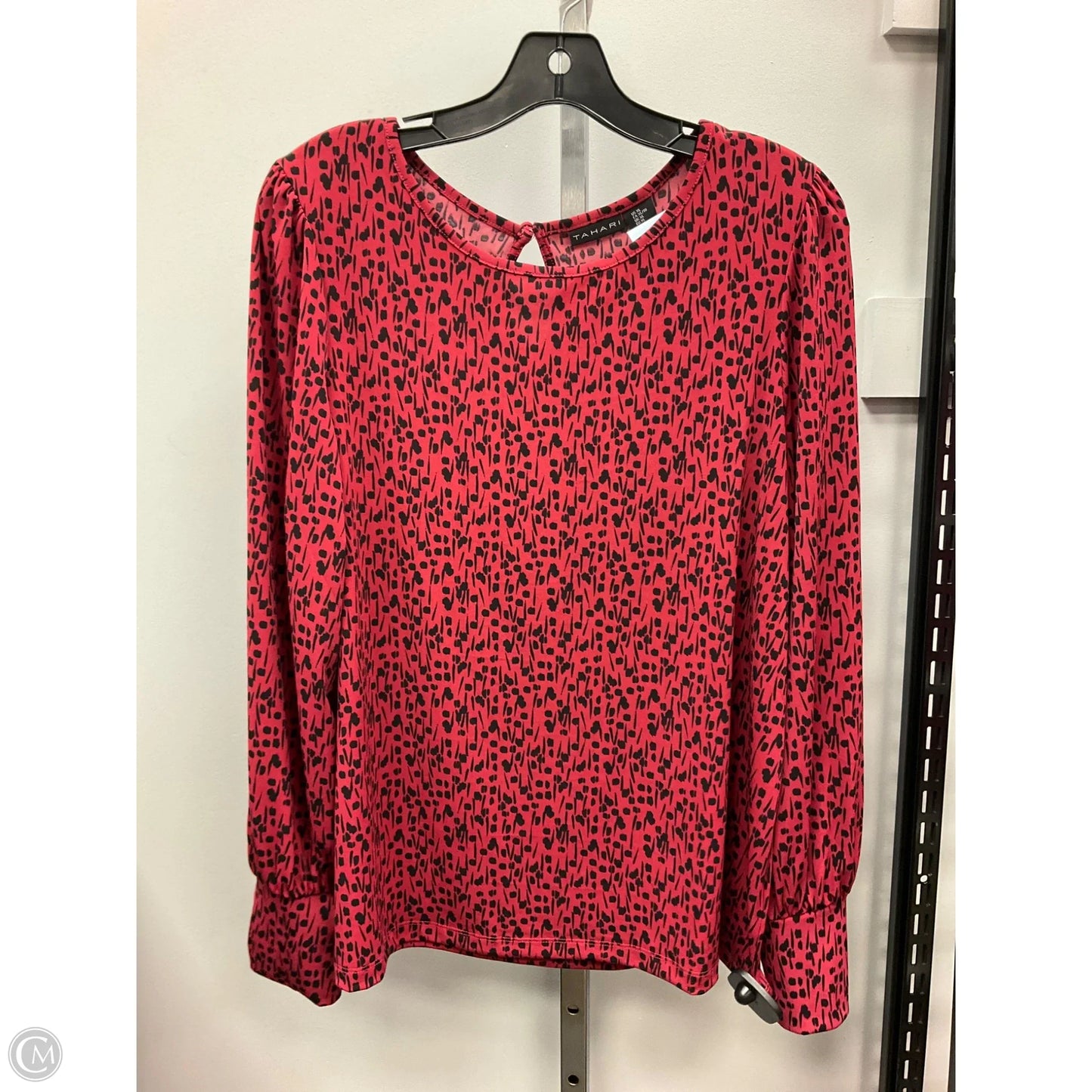 Top Long Sleeve By Tahari In Black & Red, Size: Xl
