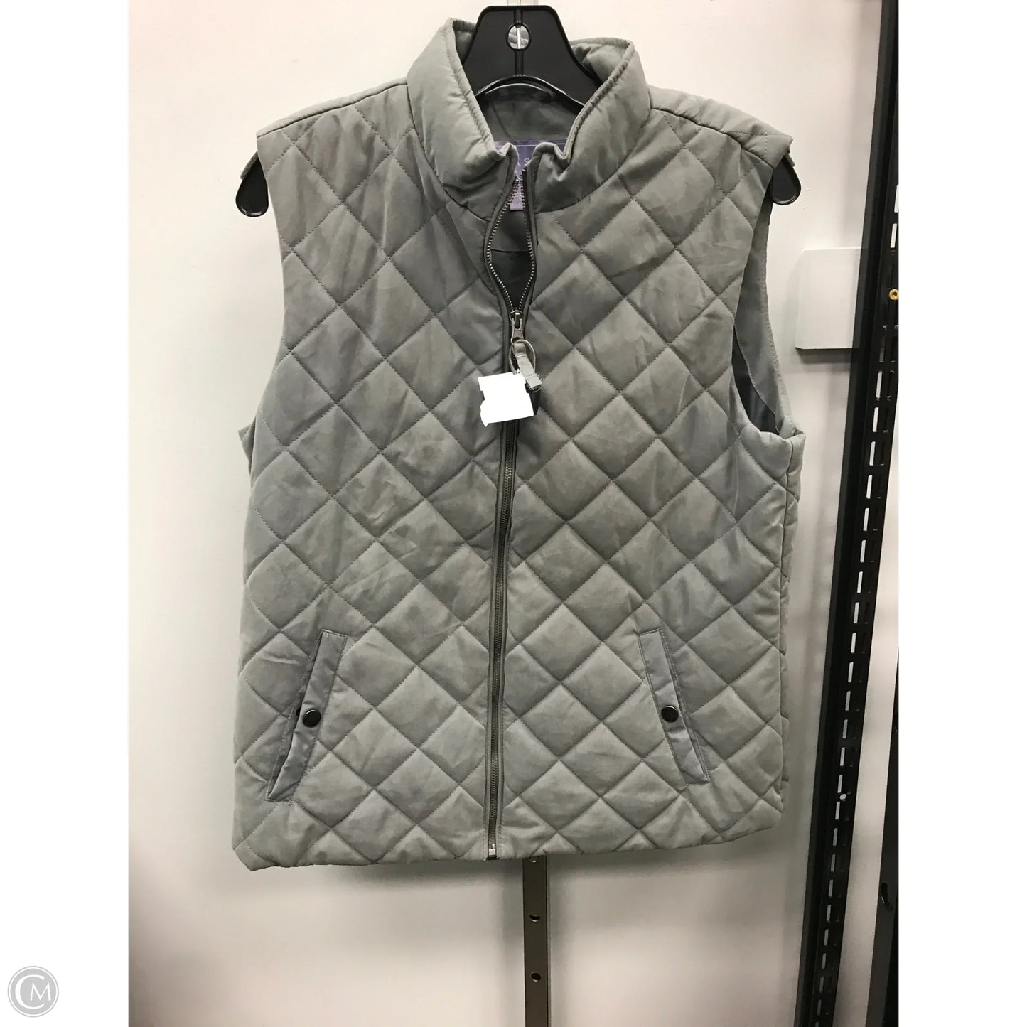 Vest Puffer & Quilted By Laura Scott In Grey, Size: L
