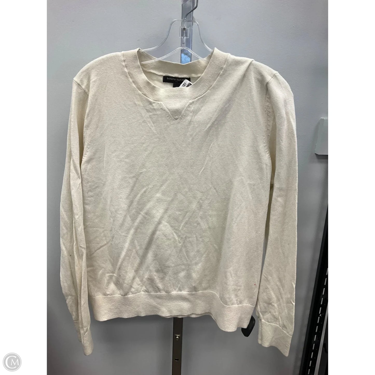 Top Long Sleeve By Banana Republic In Cream, Size: L