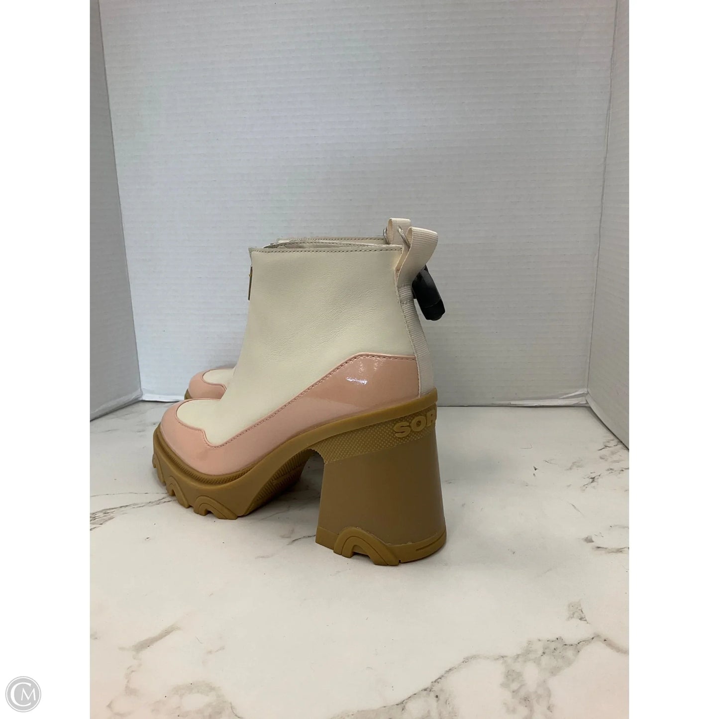 Boots Ankle Heels By Sorel In Cream & Pink, Size: 9