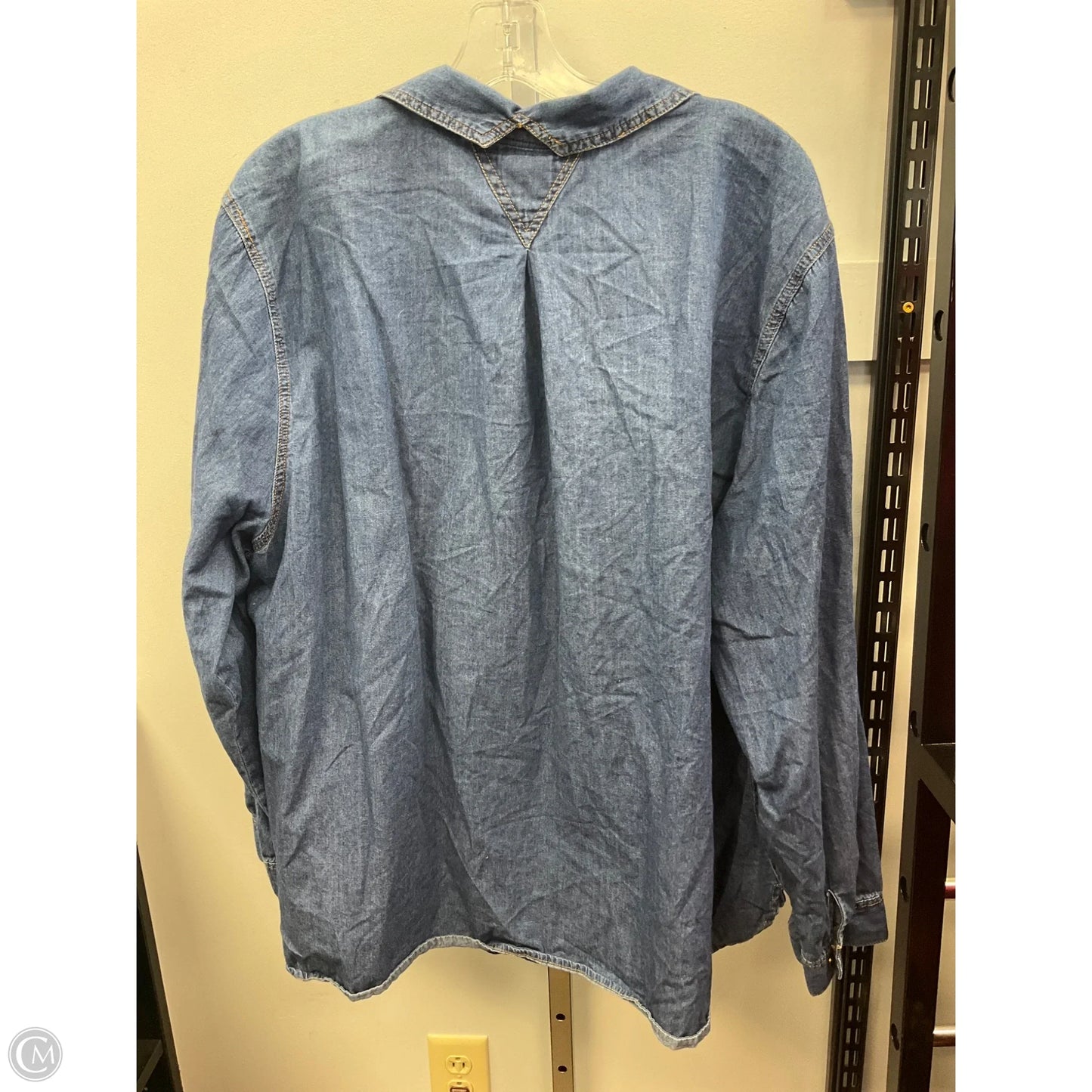 Top Long Sleeve By Ashley Stewart In Blue Denim, Size: 3x