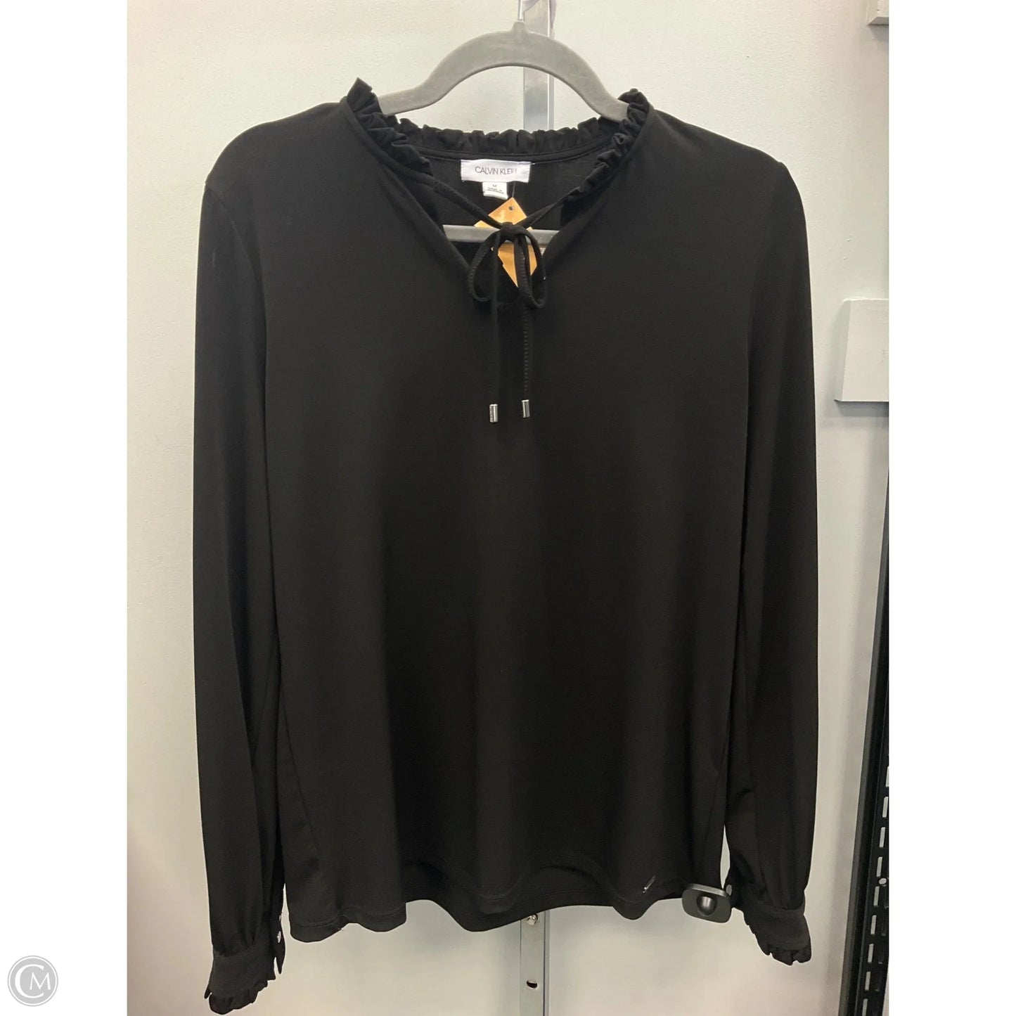 Top Long Sleeve By Calvin Klein In Black, Size: M