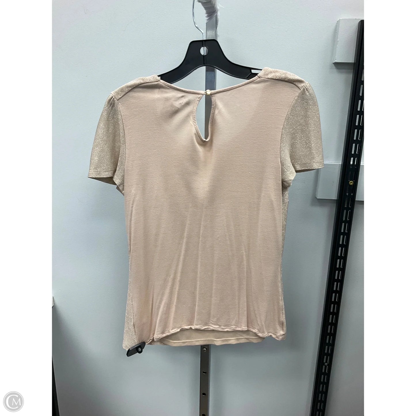 Top Short Sleeve By Jennifer Lopez In Cream & Silver, Size: S