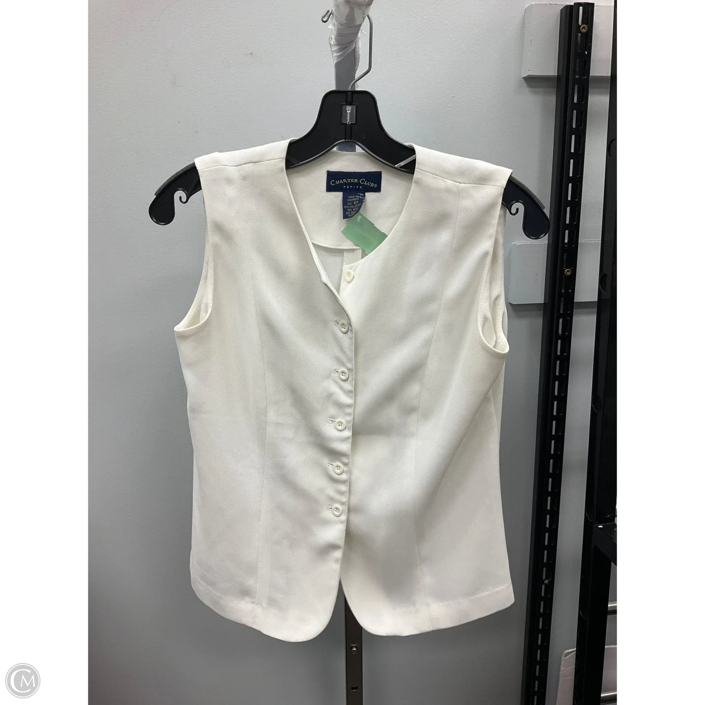 Vest Faux Fur & Sherpa By Charter Club In White, Size: 6p